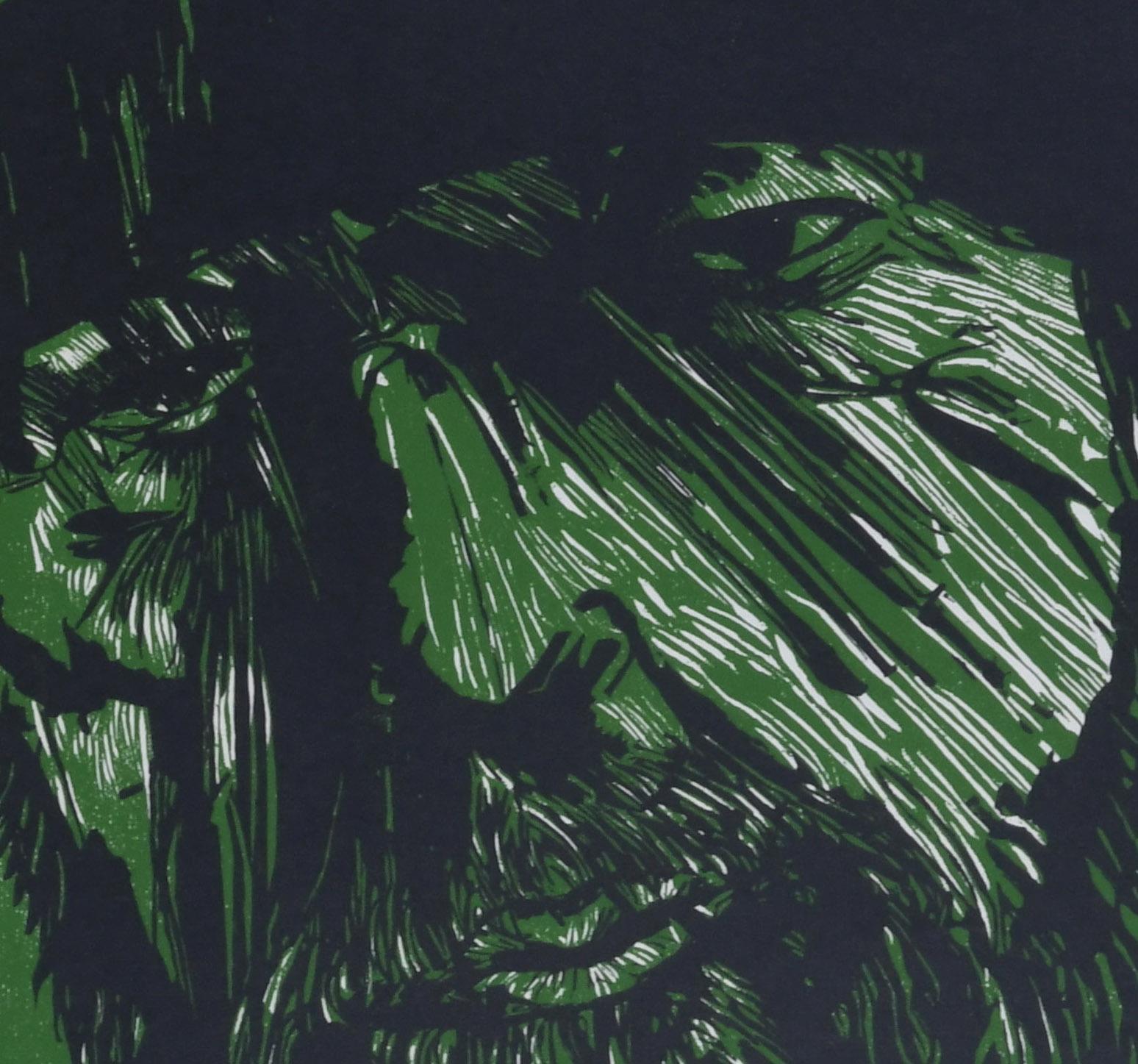 Autorretrato-L.B. AET 56 - Print moderno estadounidense de Leonard Baskin