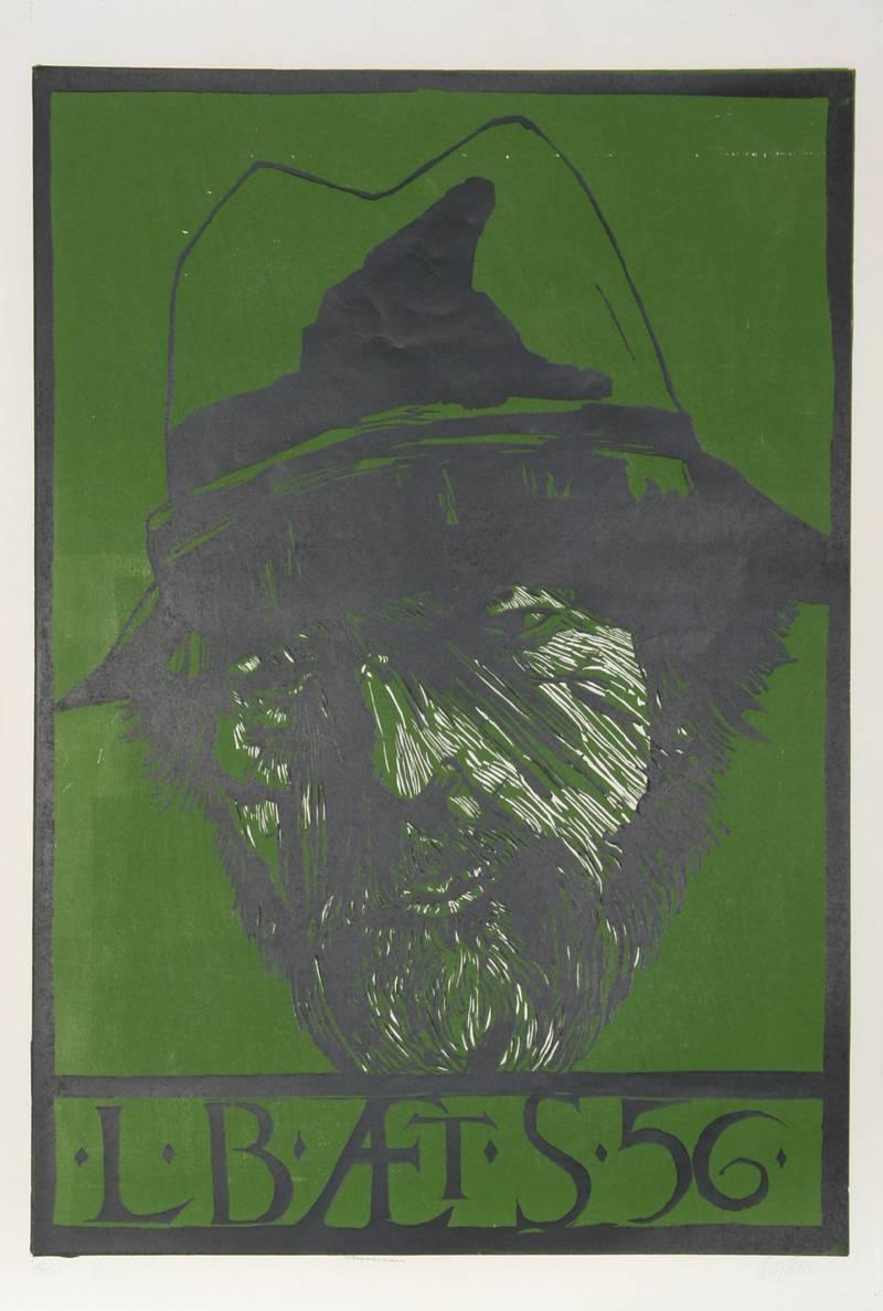 Künstler:	Leonard Baskin
Titel:	Self	Porträt - "L.B. AE T. S" 
Jahr: 1956	
Medium:	Holzschnitt, mit Bleistift signiert und nummeriert
Auflage:	150
Größe:	35.5 x 24 Zoll