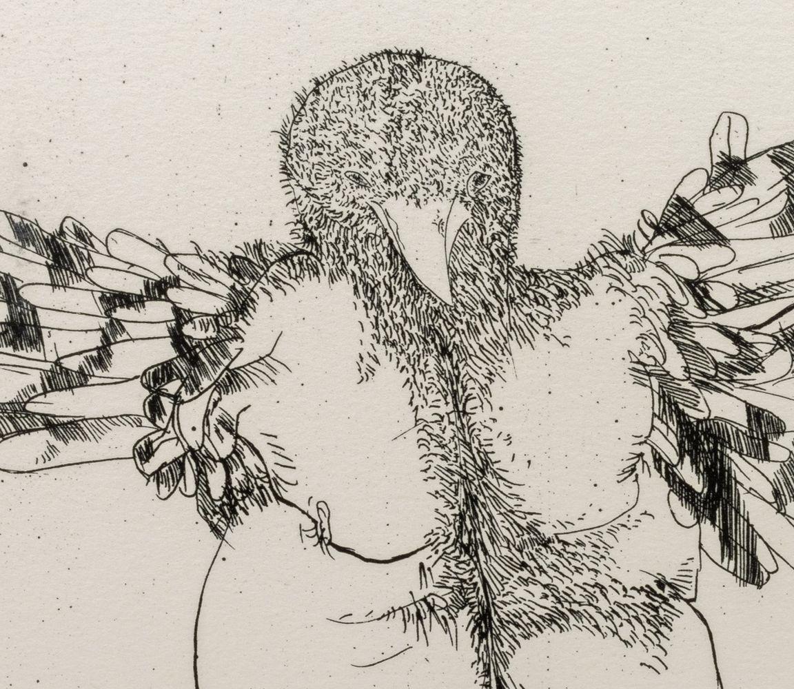 Grabados figurativos surrealistas, 3 - Figurative Print Beige de Leonard Baskin