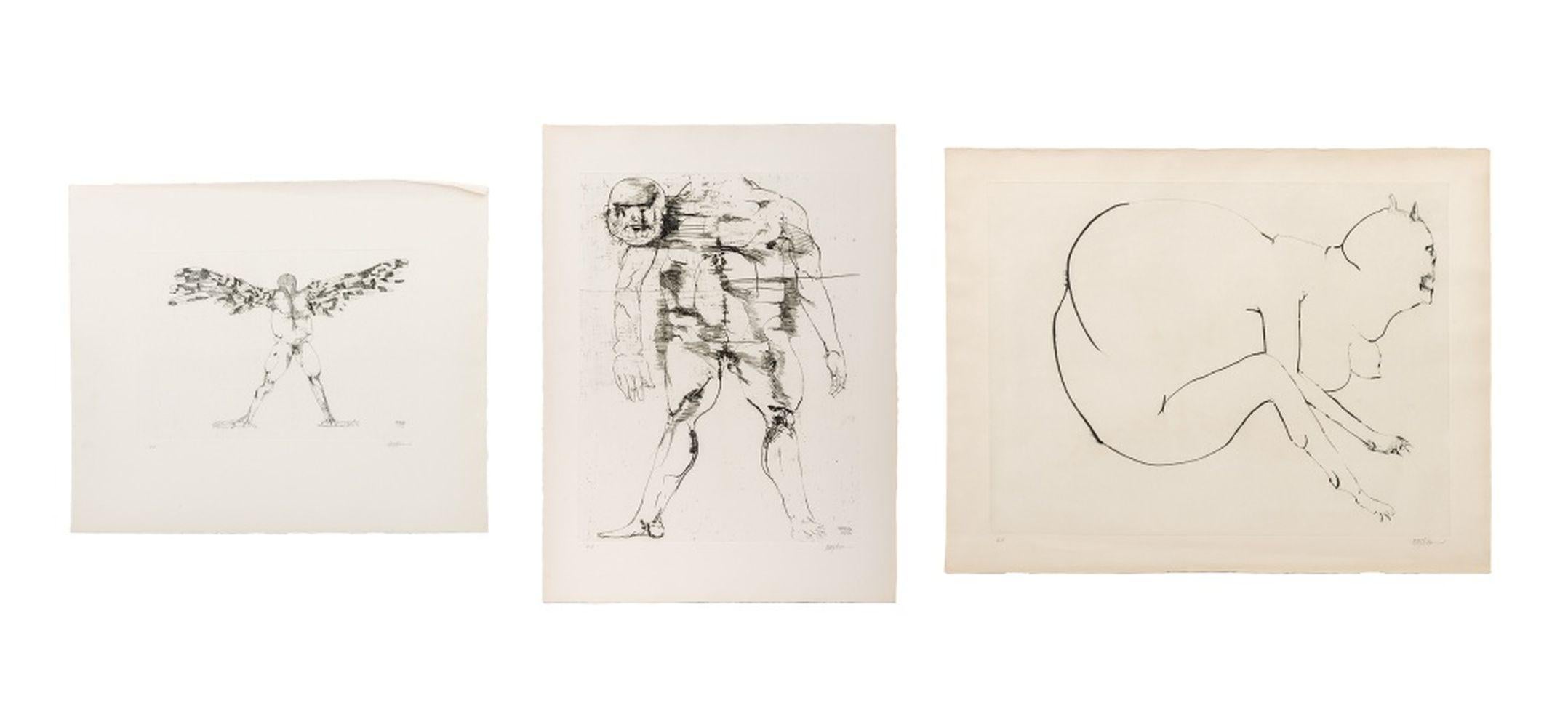 Figurative Print de Leonard Baskin - Grabados figurativos surrealistas, 3
