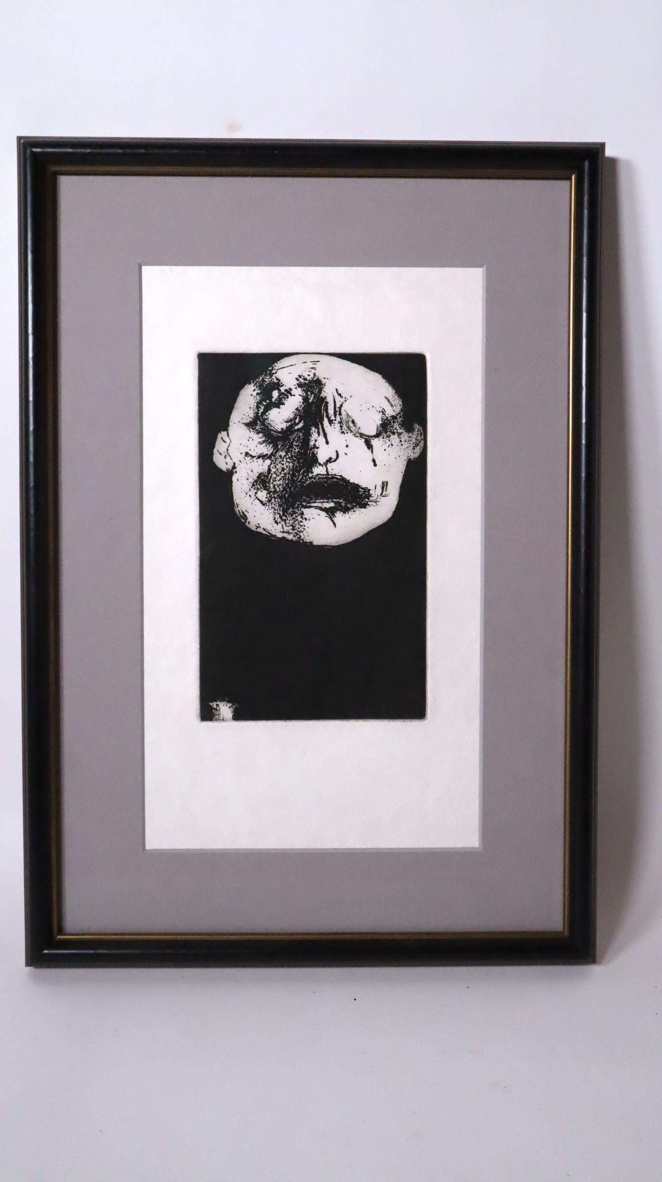 Three framed etchings, trial proofs INVENTORY CLEARANCE SALE - Gray Figurative Print by Leonard Baskin