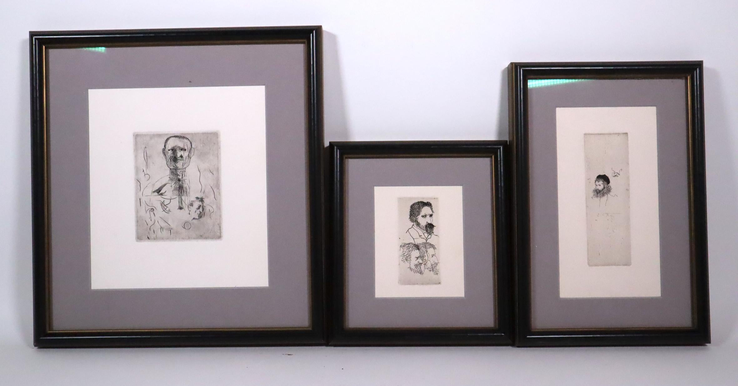 Leonard Baskin Figurative Print - Three framed etchings, trial proofs INVENTORY CLEARANCE SALE