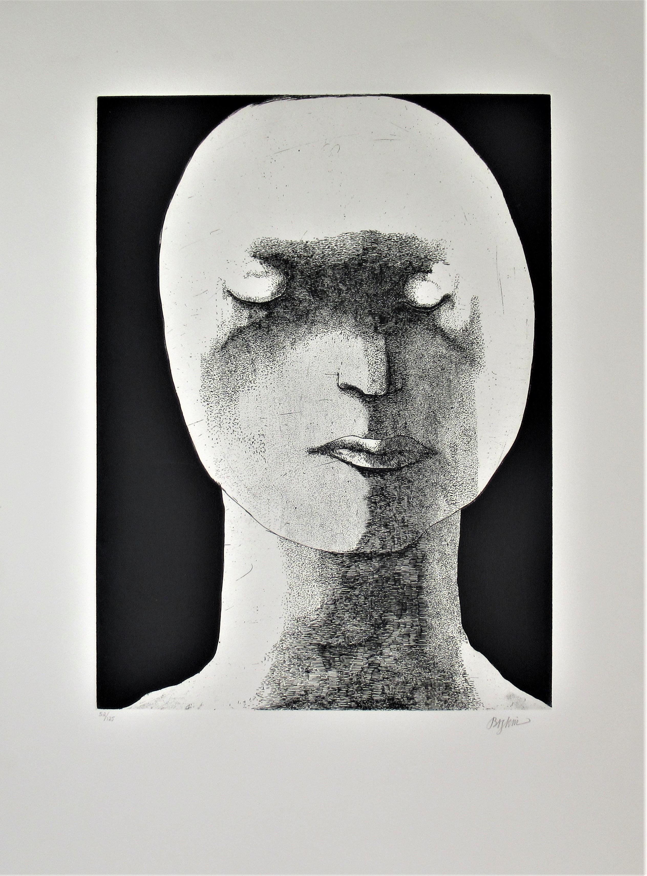 Leonard Baskin Figurative Print - Woman with Downcast Eyes