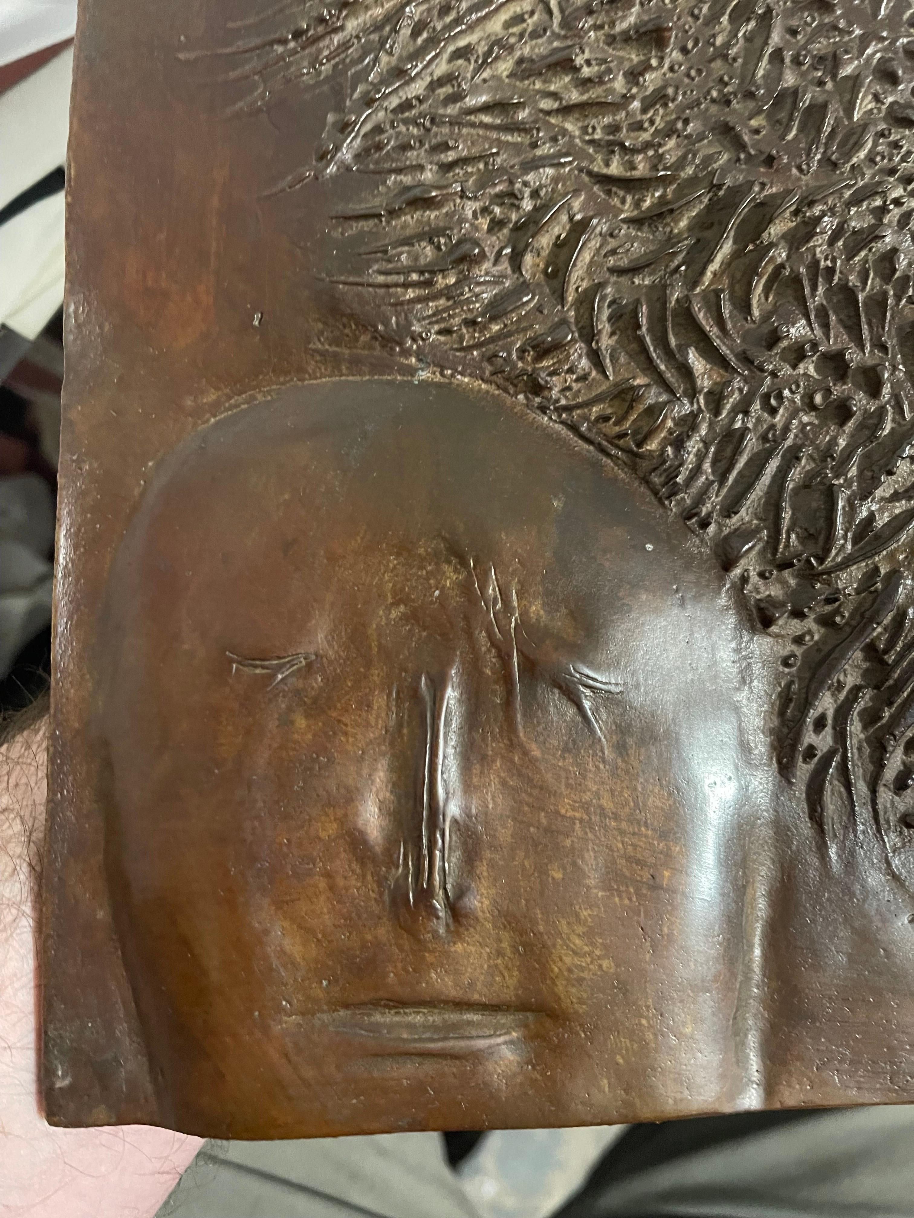 Escultura de bronce Figura con bestia Modernista estadounidense Leonard Baskin Arte de museo en venta 3