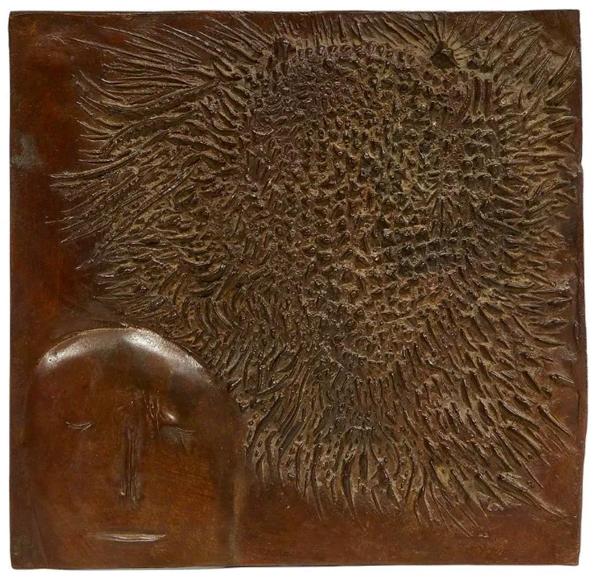 Escultura de bronce Figura con bestia Modernista estadounidense Leonard Baskin Arte de museo en venta 7