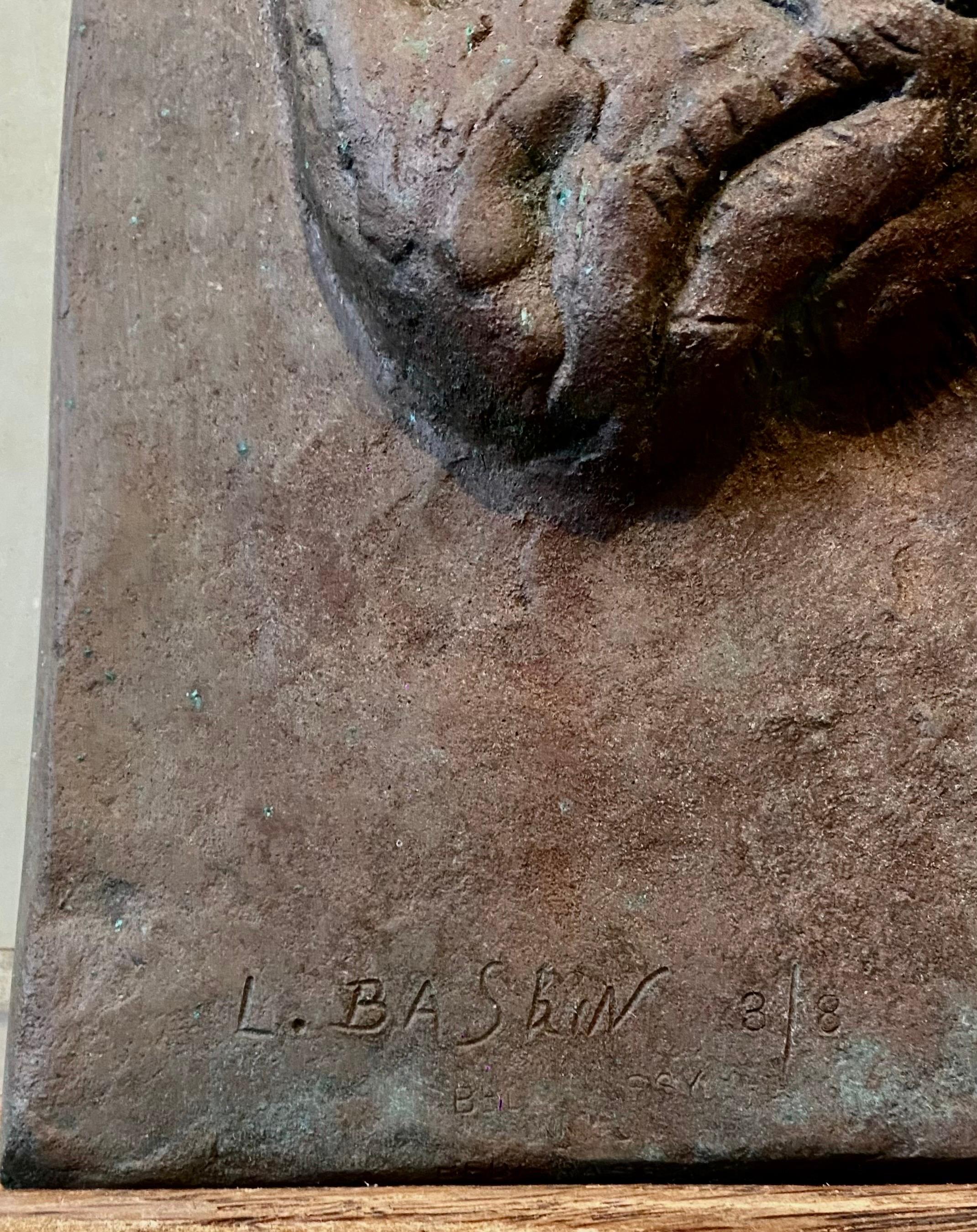 Bronzeskulptur Relief Rhinozeros mit Baum Amerikanischer Modernist Leonard Baskin im Angebot 2