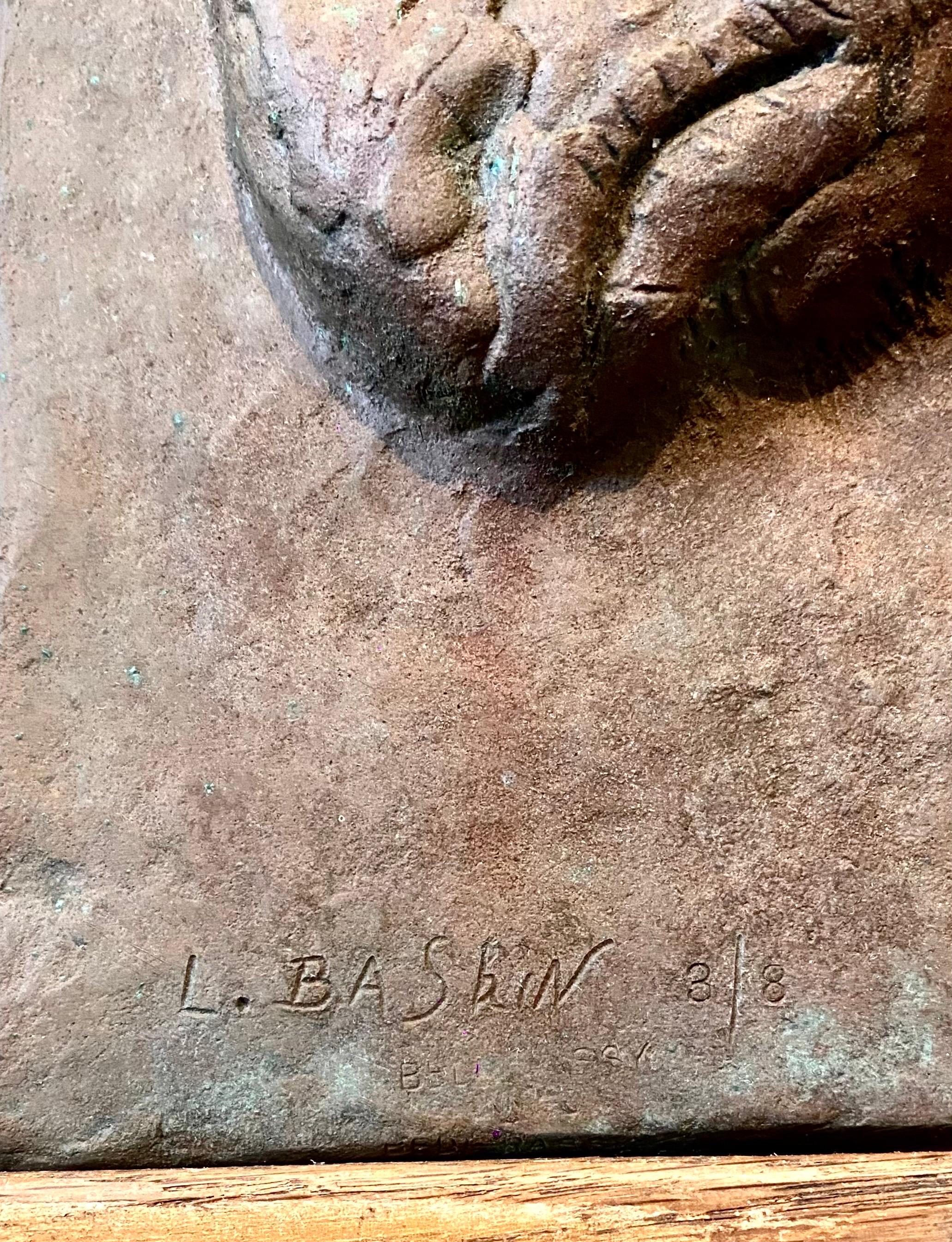 Sculpture en bronze en relief rhinocéros avec arbre de Leonard Baskin, moderniste américain en vente 5