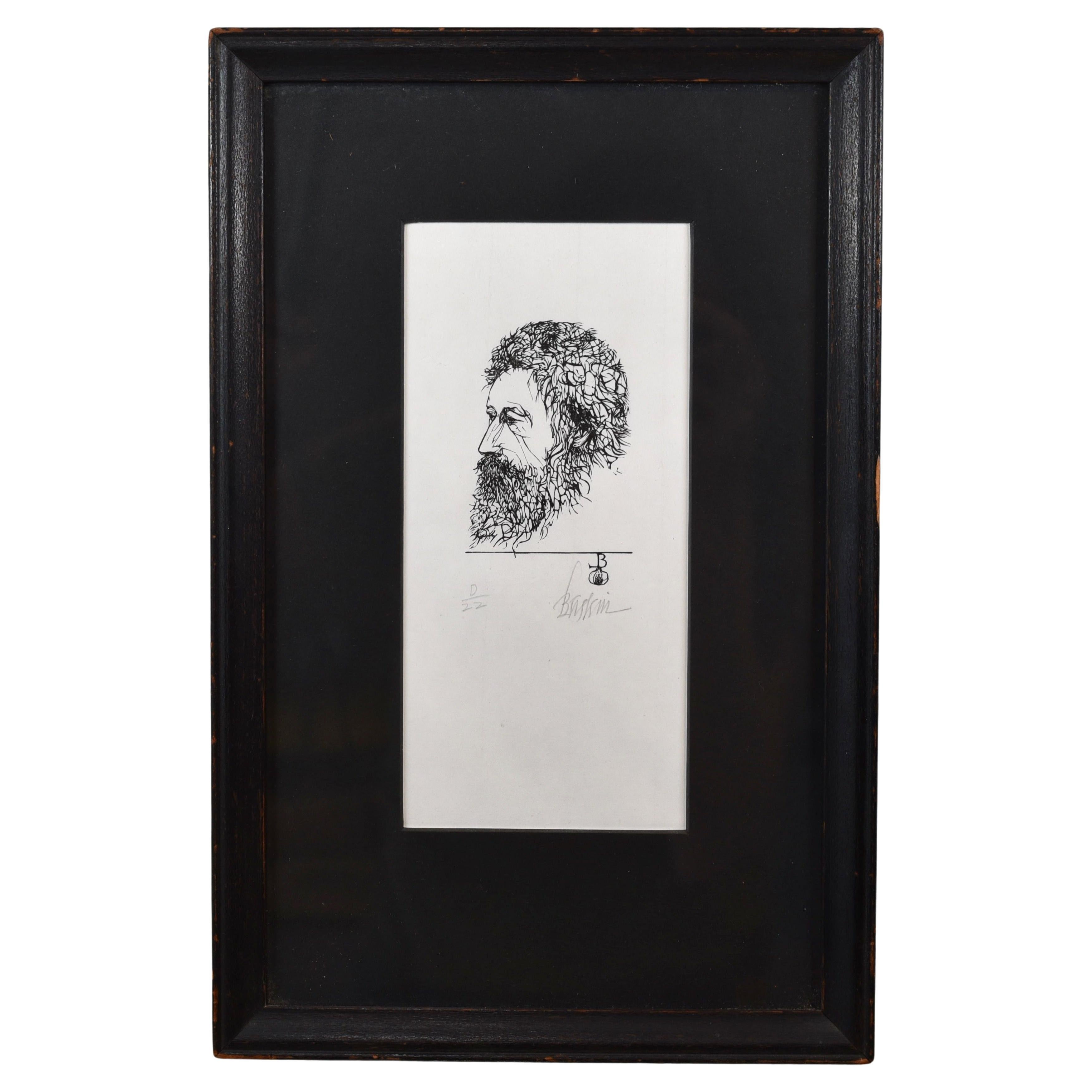 Leonard Baskin incisione su legno firmata Ritratto di William Morris