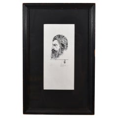 Vintage Leonard Baskin Signed Wood Engraving William Morris Portrait
