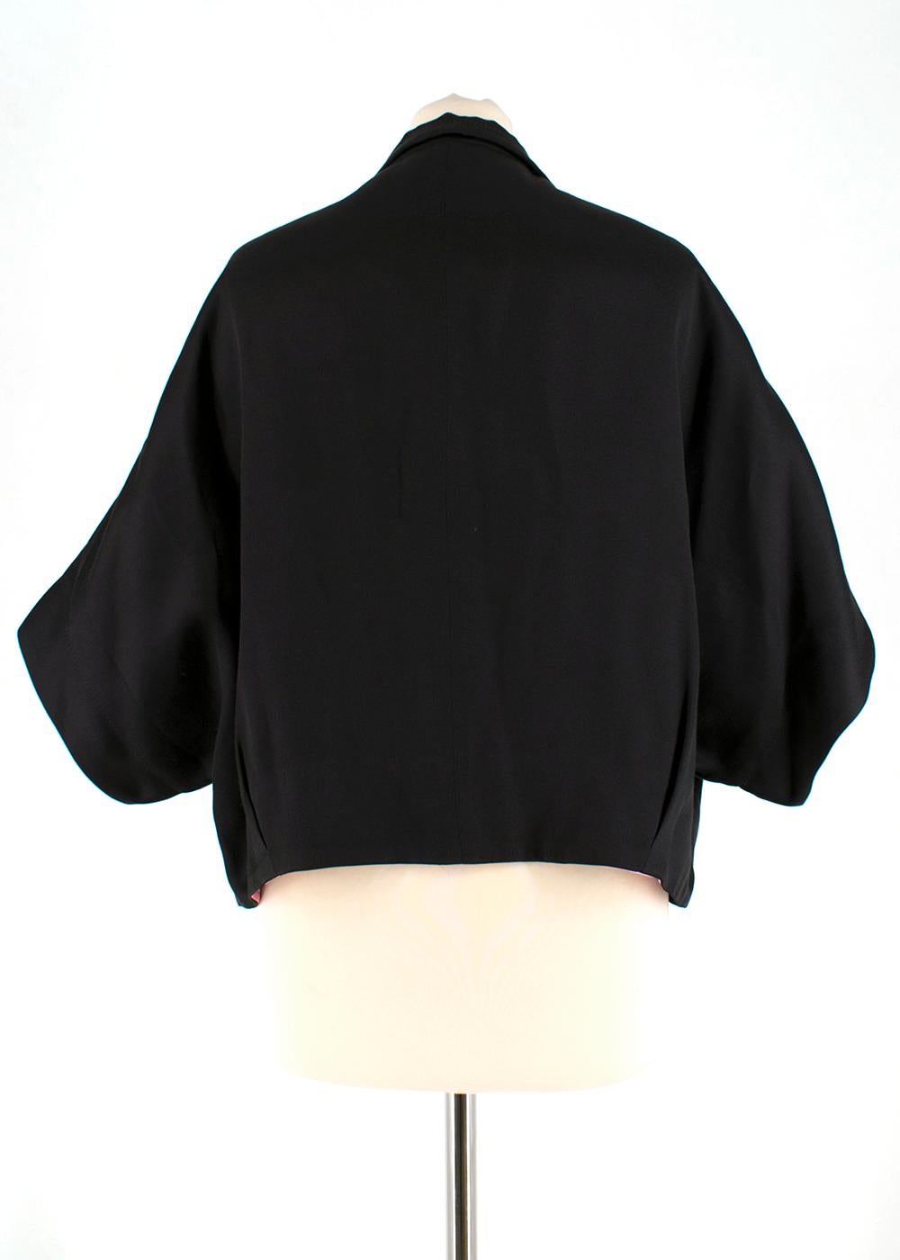Leonard Black Silk Short Sleeve Jacket - Size US 6 In New Condition For Sale In London, GB
