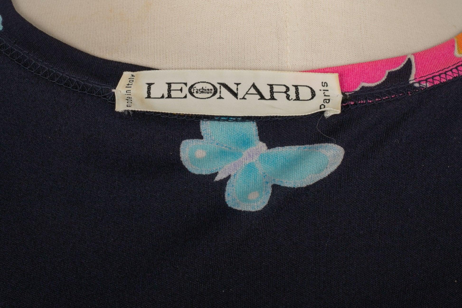 Leonard Blaues Top aus Seidenjersey mit Blumen bedruckt im Angebot 2
