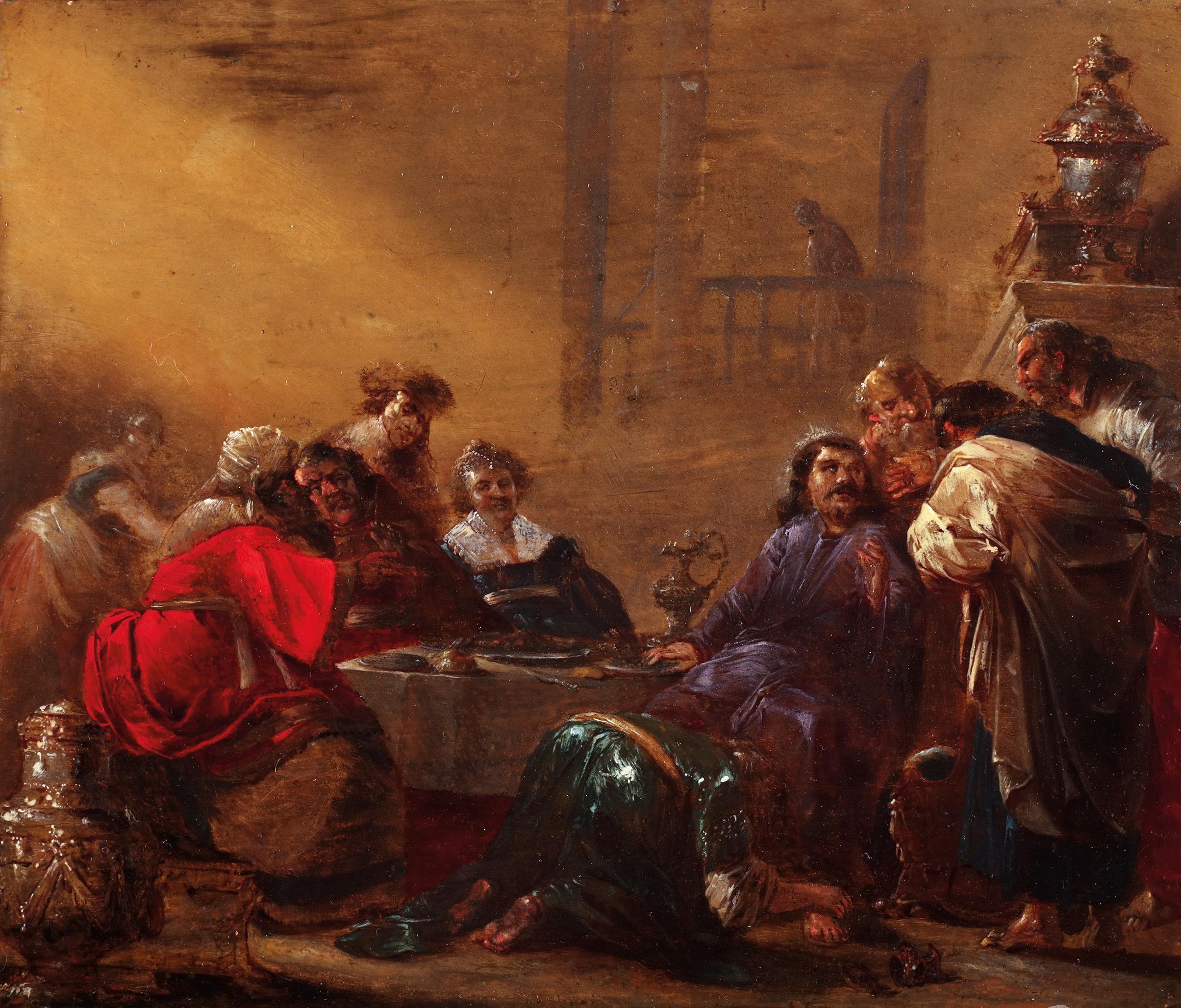 Magdalene wässcht die Füße Christi im Haus Simons – Leonard Bramer
