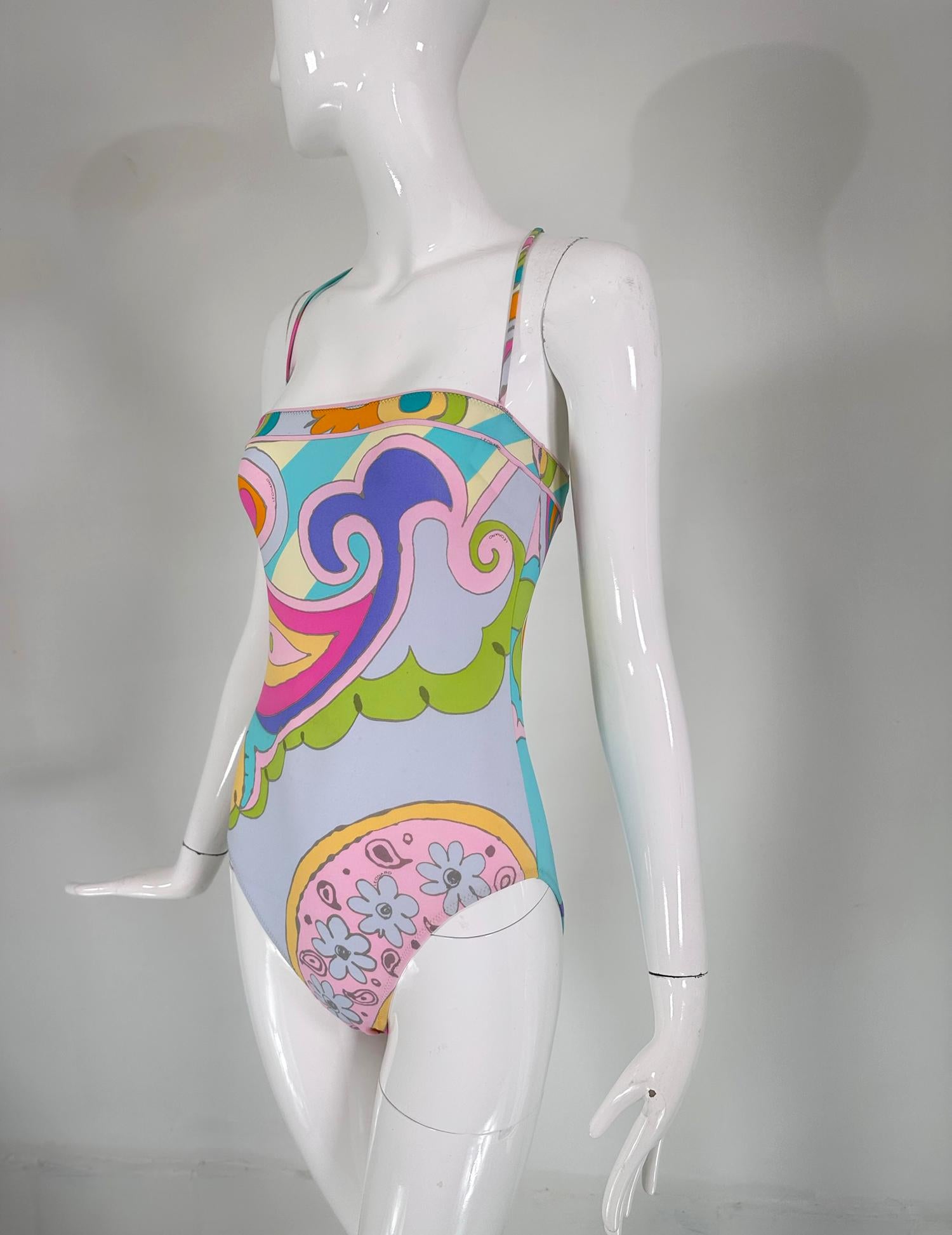 Leonard Bright Abstract Pint Silky Stretch One Piece Swim/Bathing Suit ...