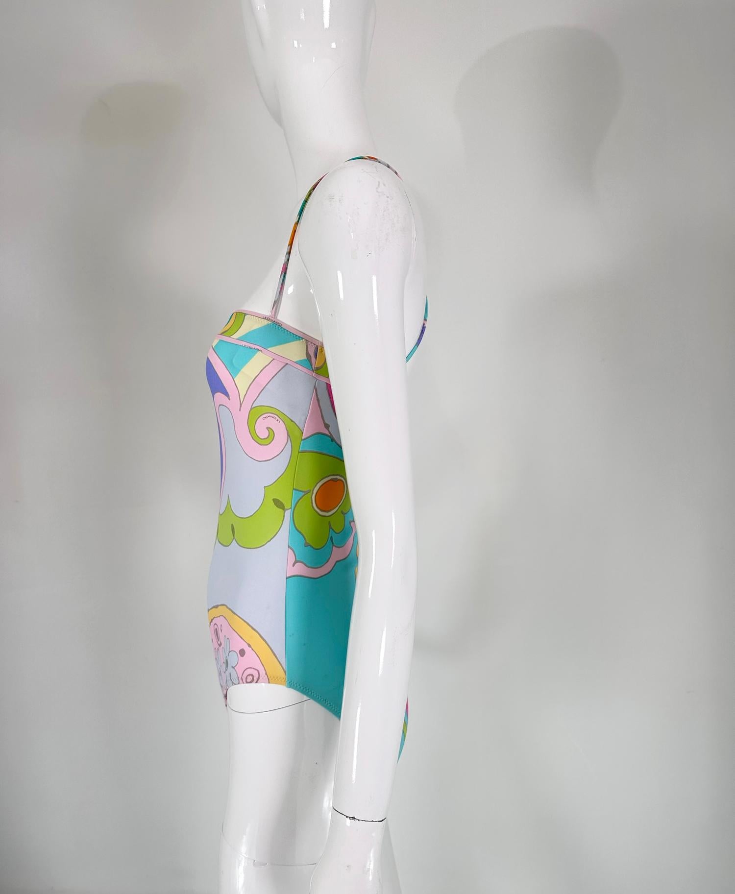 Leonard Bright Abstract Pint Silky Stretch One Piece Swim/Bathing Suit ...
