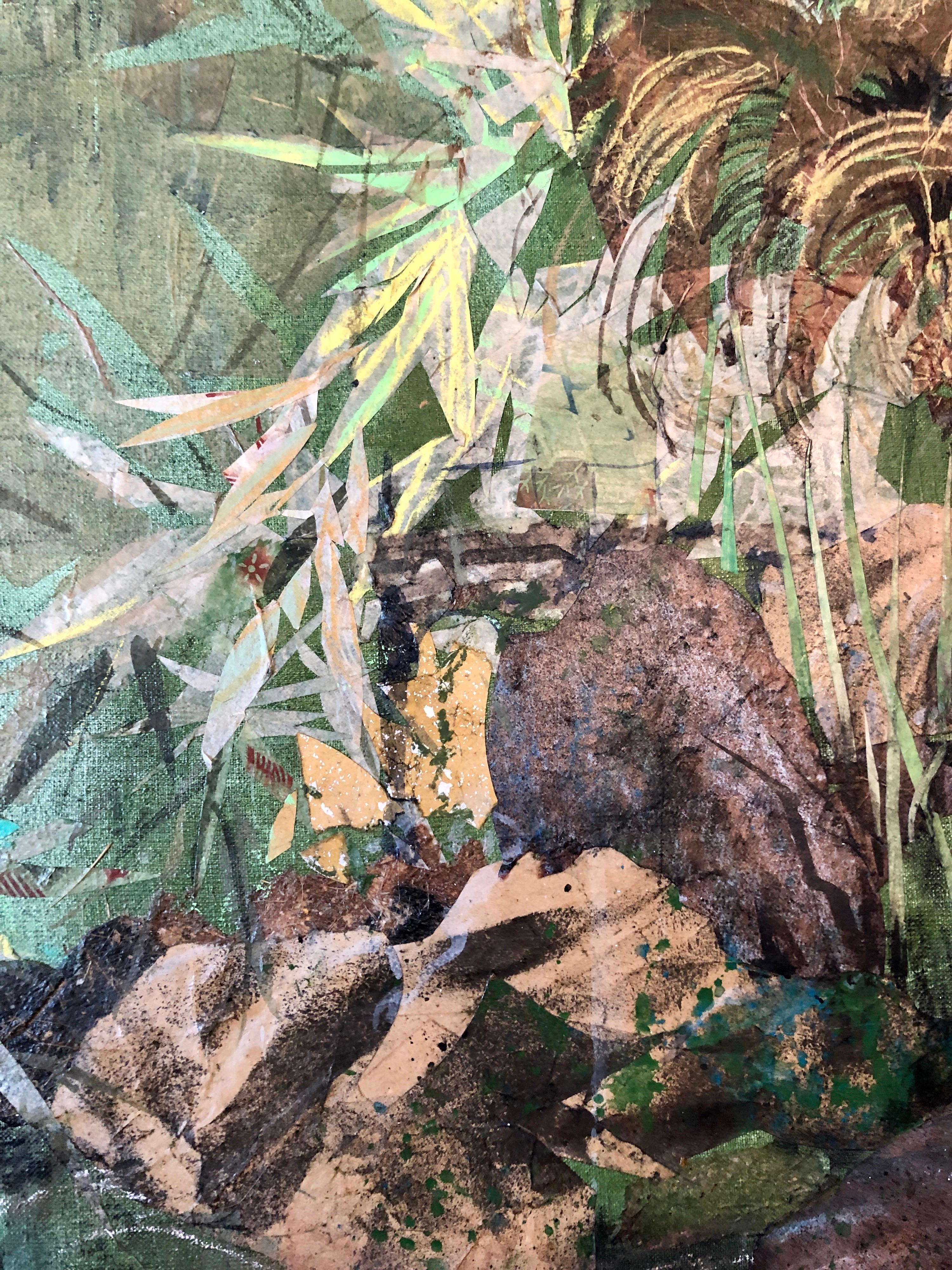 Grande peinture moderniste canadienne mexicaine figurative abstraite en collage Paysage en vente 1