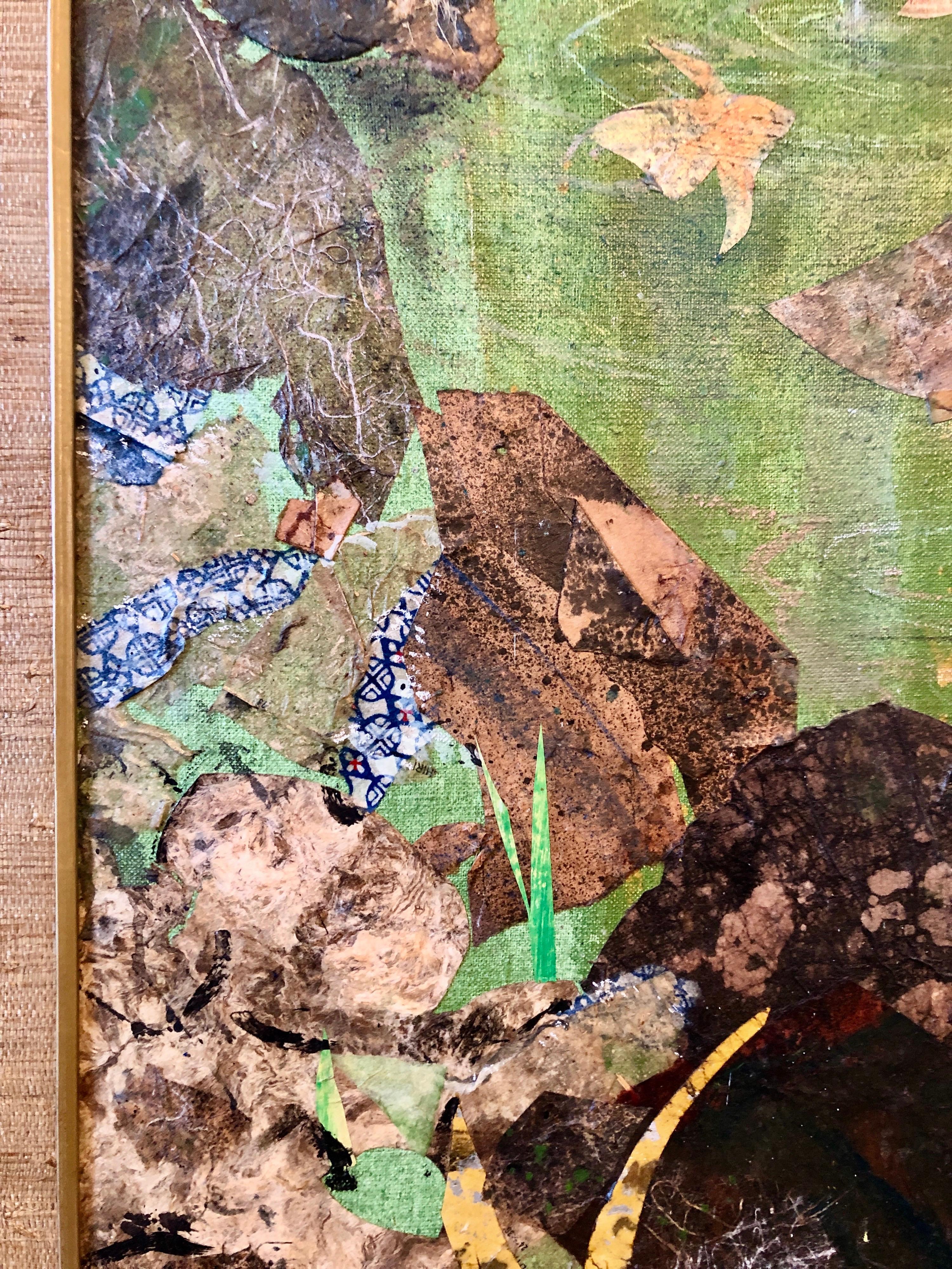 Grande peinture moderniste canadienne mexicaine figurative abstraite en collage Paysage en vente 4