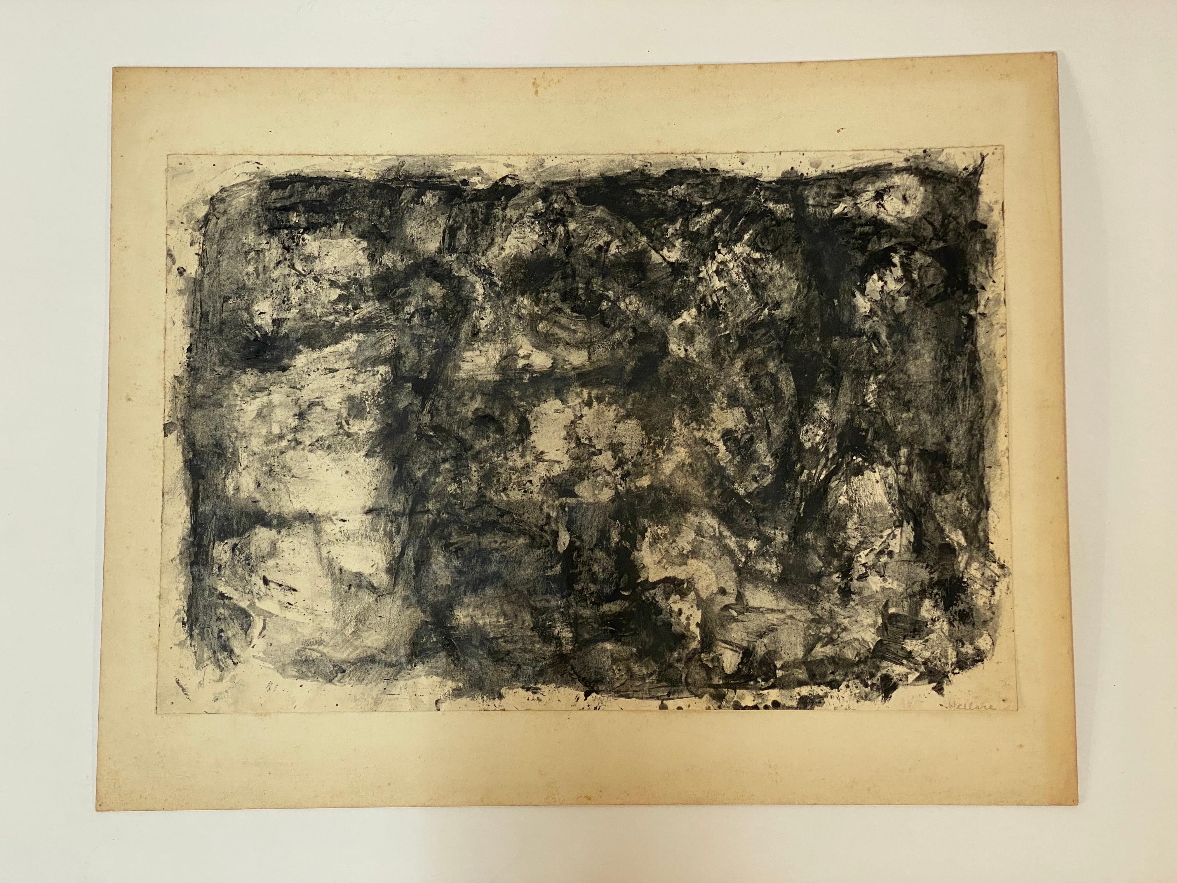 Peinture expressionniste abstraite noire et blanche de Leonard Buzz Wallace en vente 7