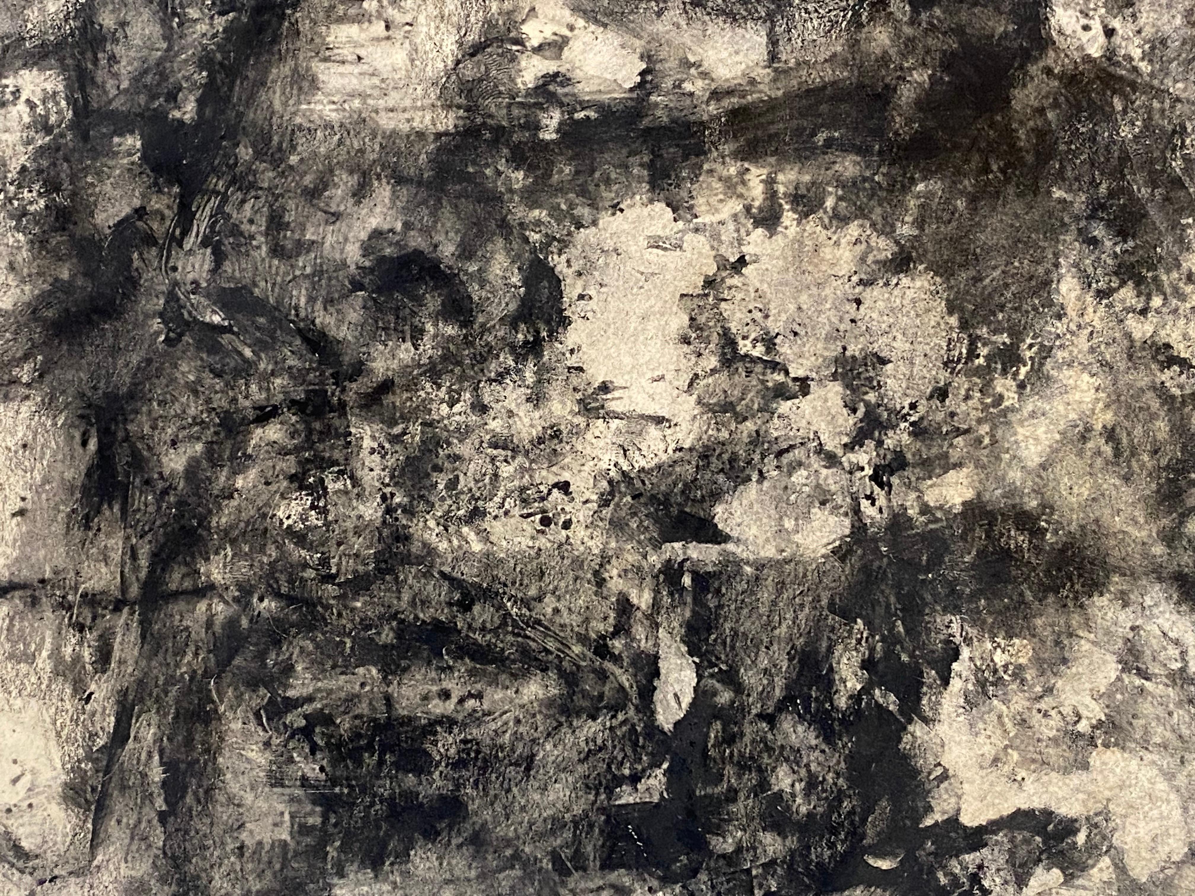 Peinture expressionniste abstraite noire et blanche de Leonard Buzz Wallace en vente 1