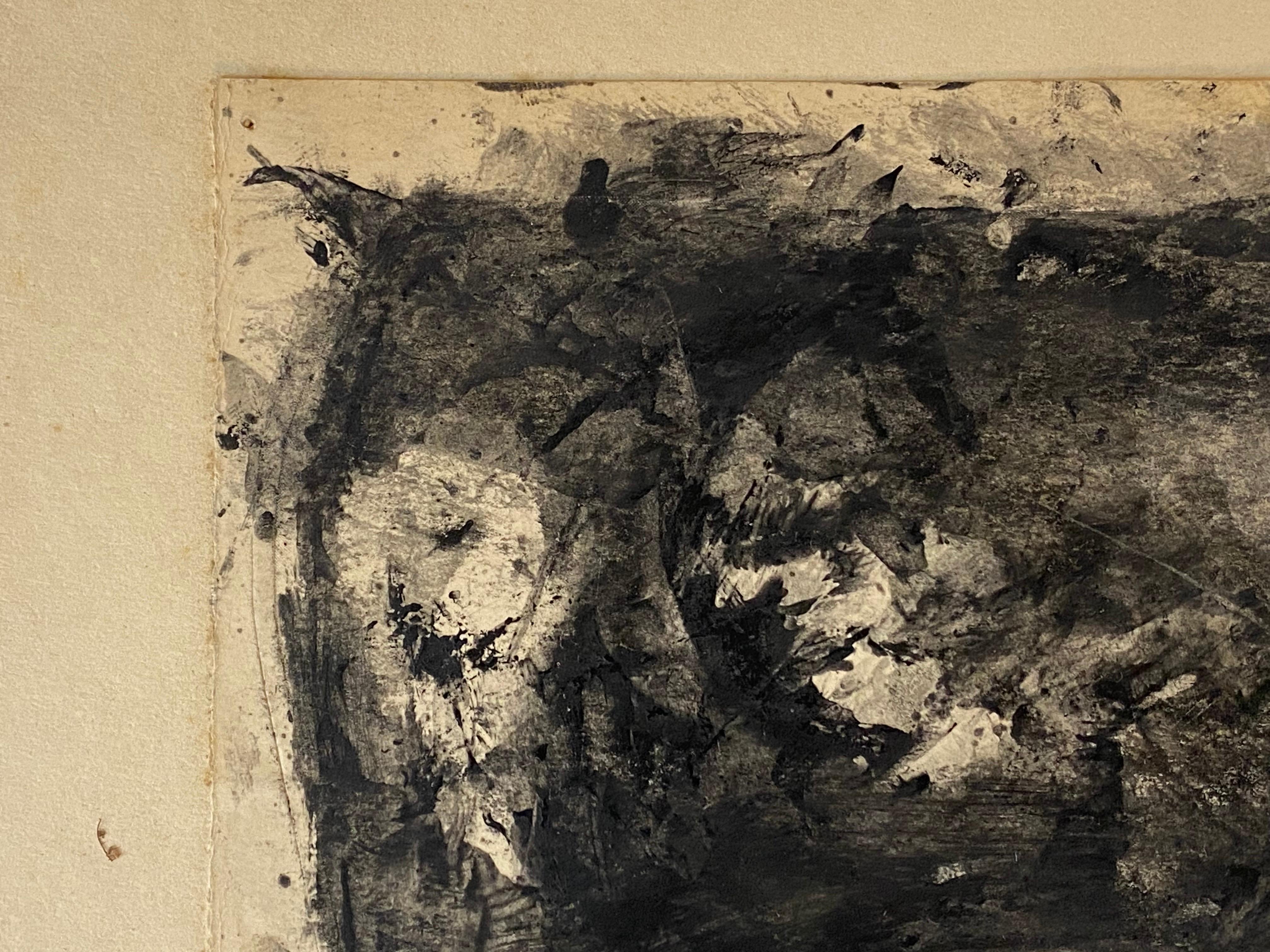 Peinture expressionniste abstraite noire et blanche de Leonard Buzz Wallace en vente 2