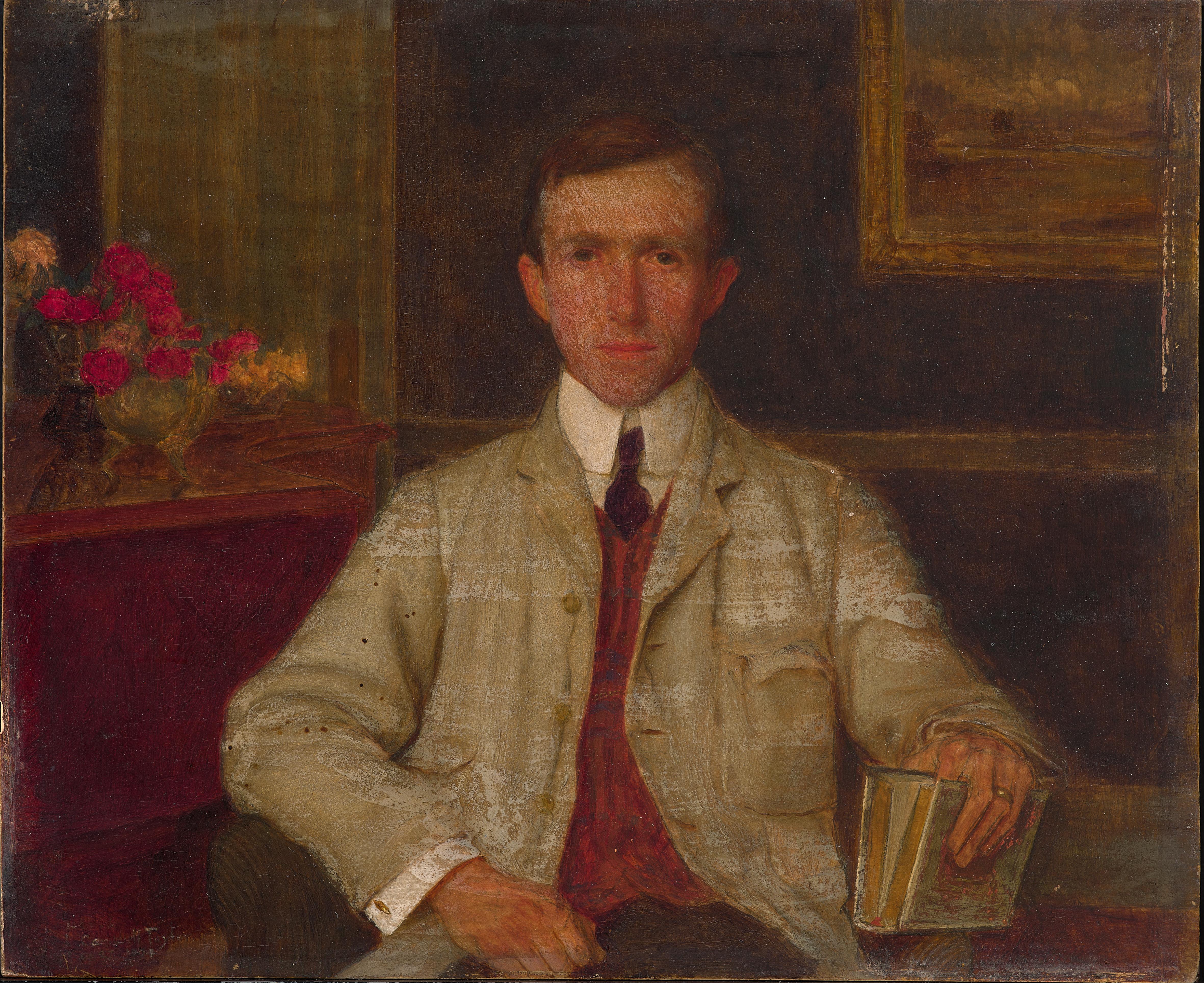 Leonard Campbell Taylor R.A. 1874-1969, was an English painter of portraits and interior scenes. He studied at the Royal Academy School, Cheltenham School , the Ruskin School and St. John's Wood Art School, he was an official War Artist during WW1