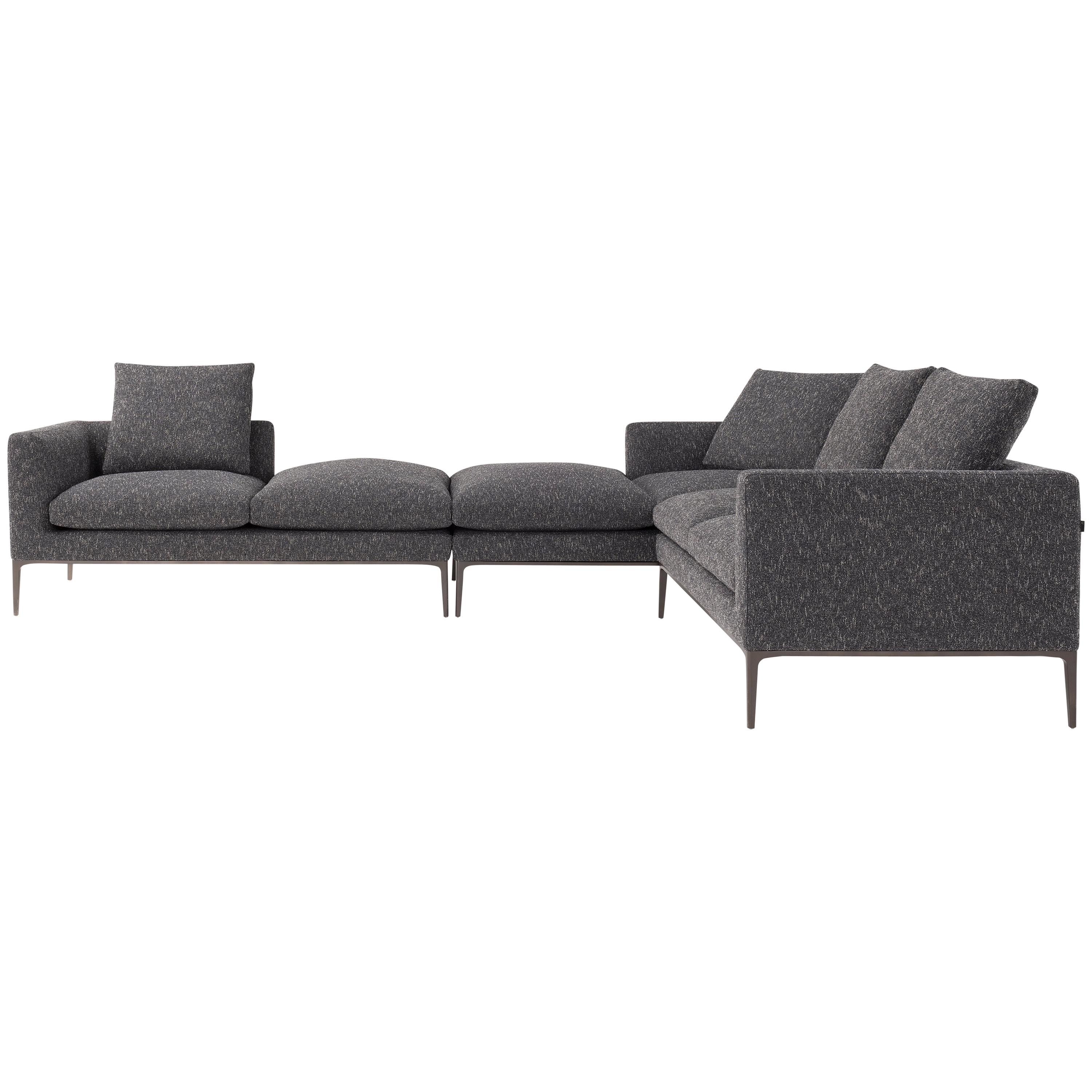 Leonard Composition Sofa in Charcoal Fabric by Emanuel Gargano For Sale