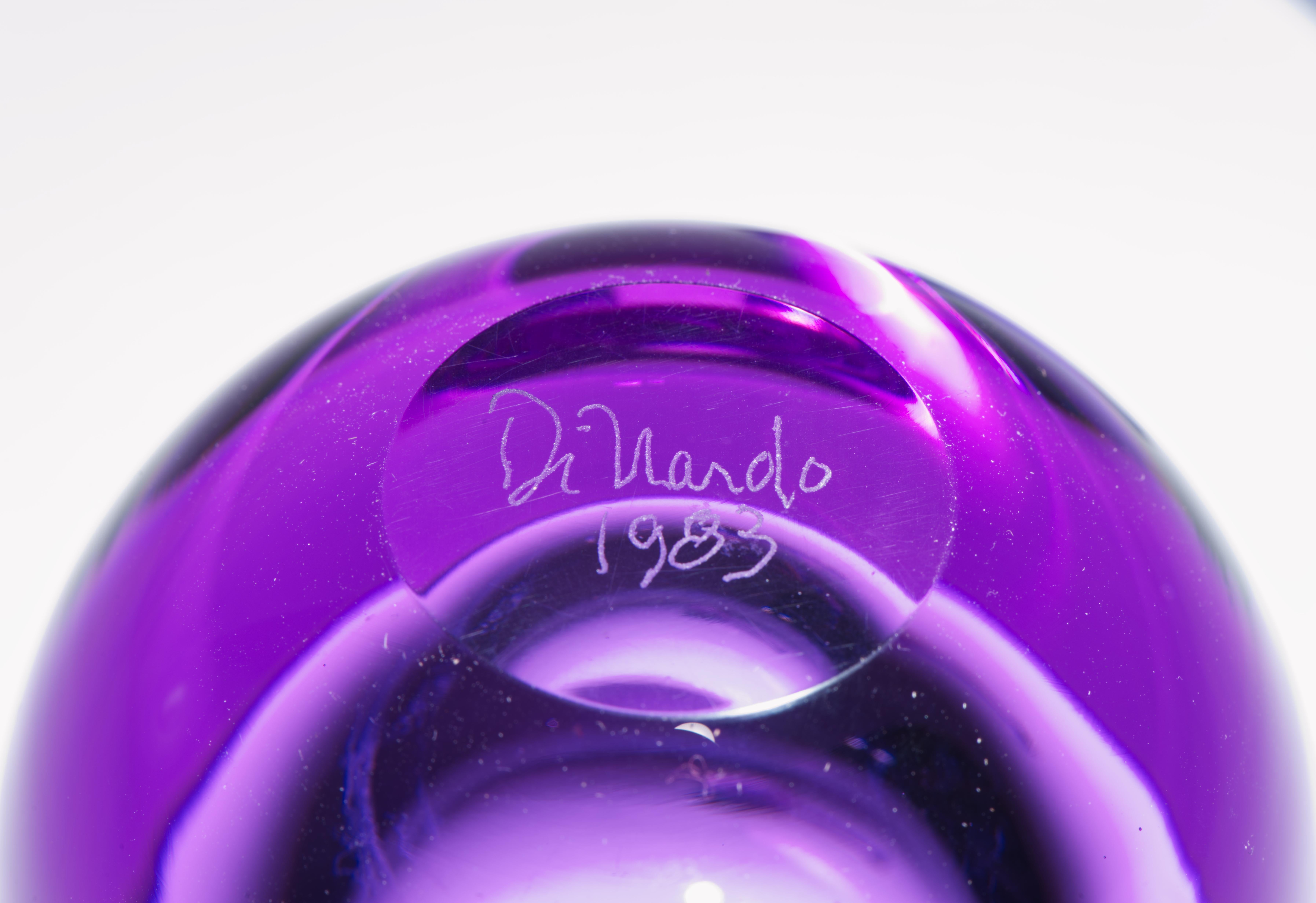 Art Glass Leonard DiNardo Neodymium Alexandrite Glass Perfume Bottle, 1983 For Sale