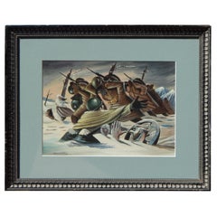 Leonard E. Fisher Surrealist and Illustrator, Original Painting, 1947, War