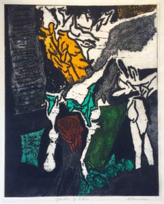 Garden of Eden Intaglio Print, Abstract Expressionist, Circa 1960