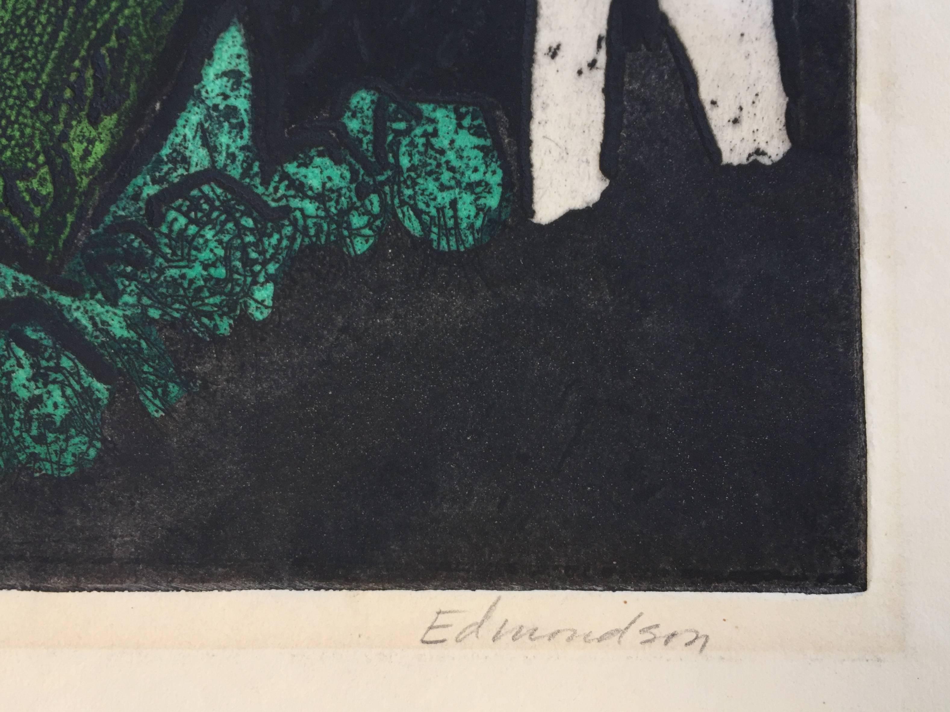 Garden of Eden - Abstract Expressionist Print by Leonard Edmondson