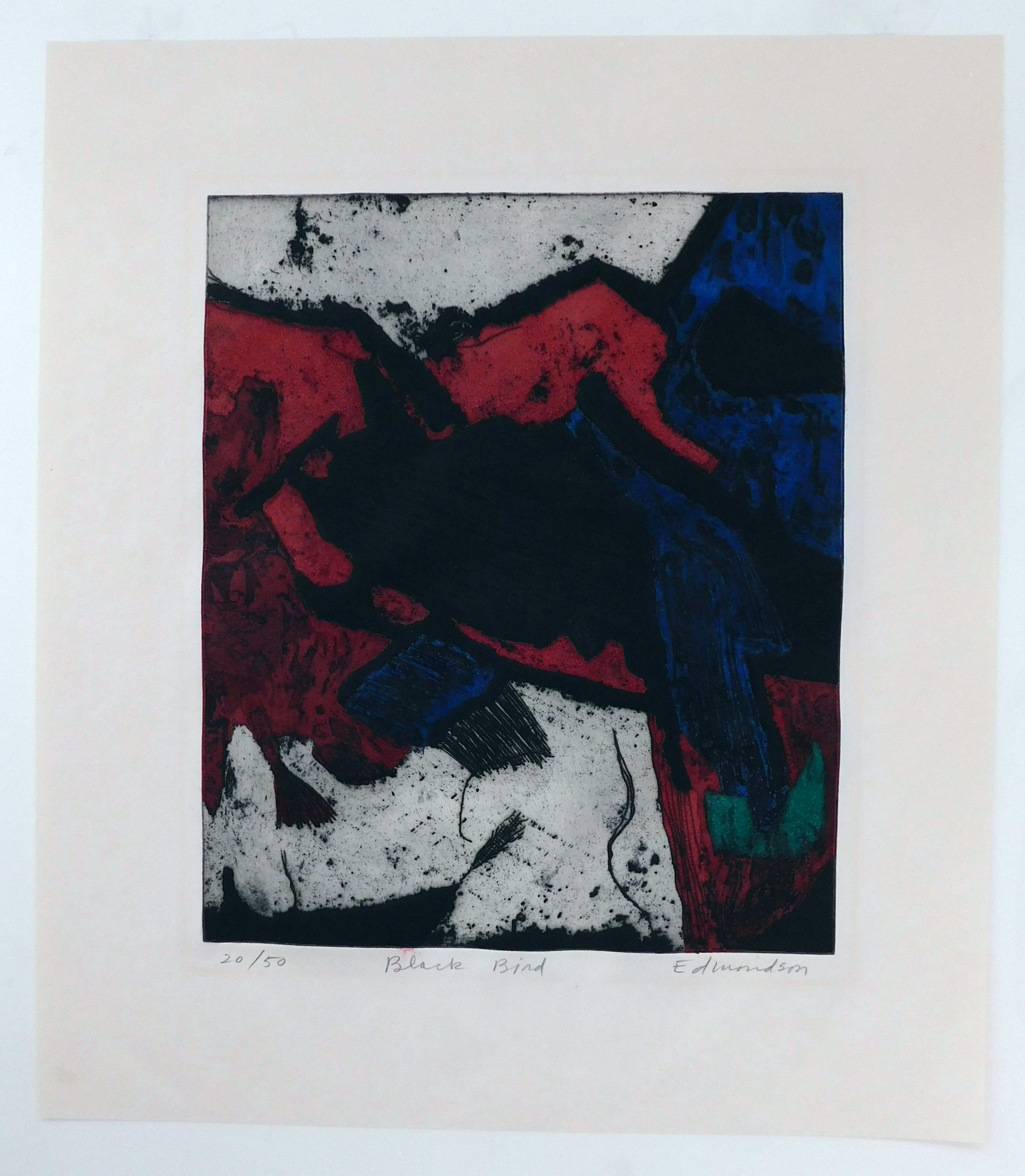 Aquatinte signée par l'artiste californien Leonard Edmondson, « Blackbird » en vente 2