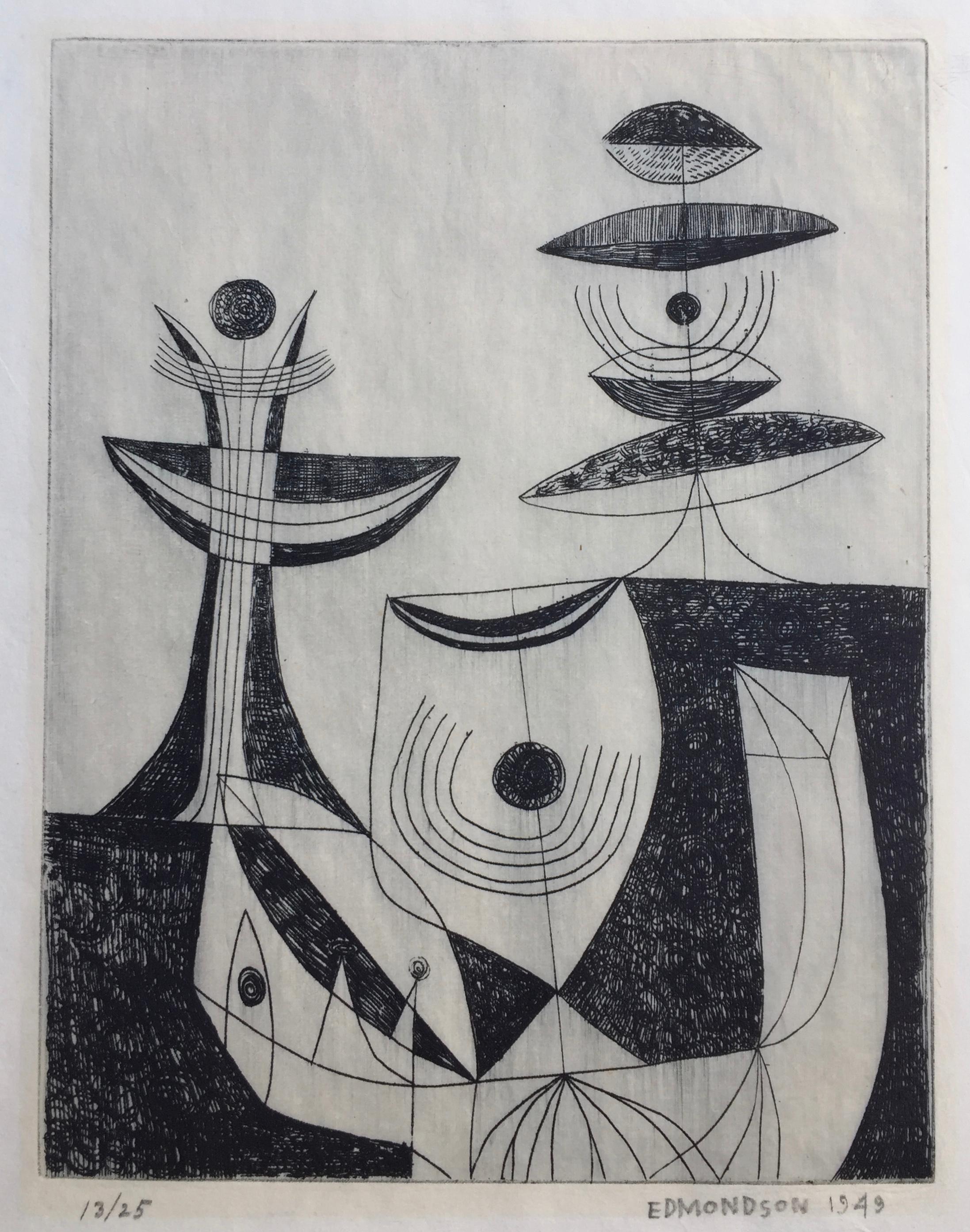 Leonard Edmondson Abstract Print - UNTITLED (Important early Edmondson)
