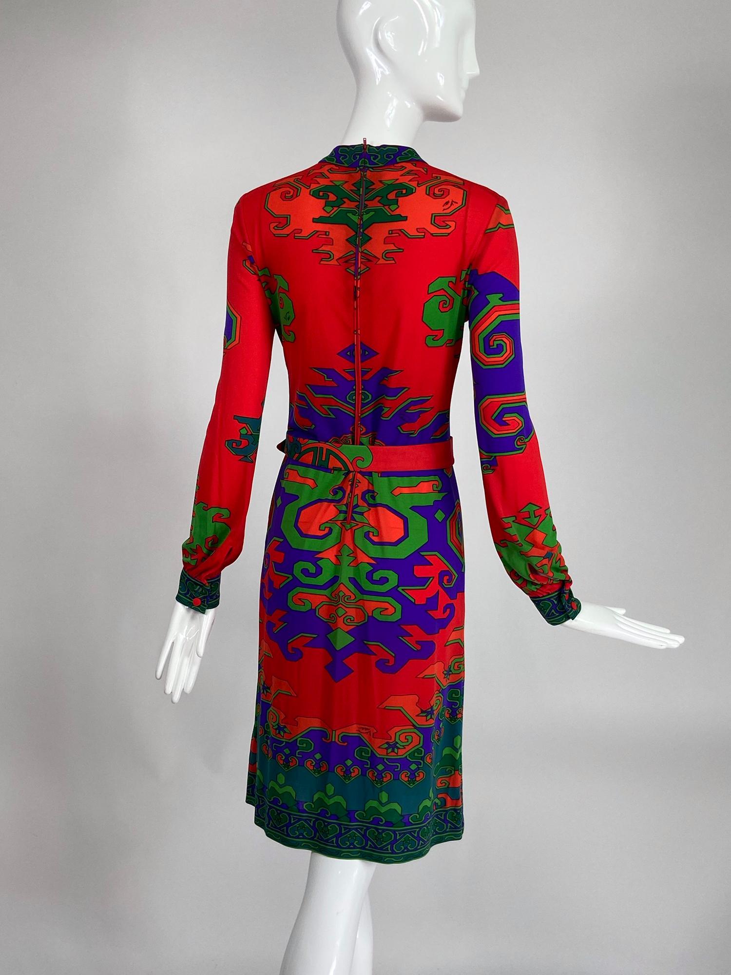 Women's Leonard Fashion Paris Silk Jersey Geometric Design Dress 1970s