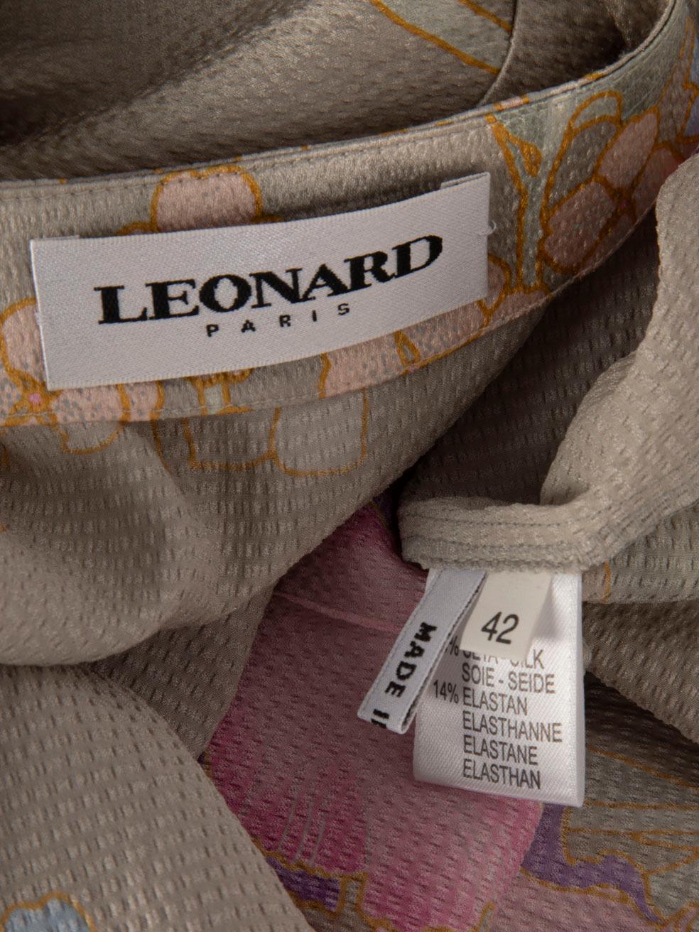De las mujeres Leonard Vestido de seda floral largo hasta la rodilla Talla XL en venta