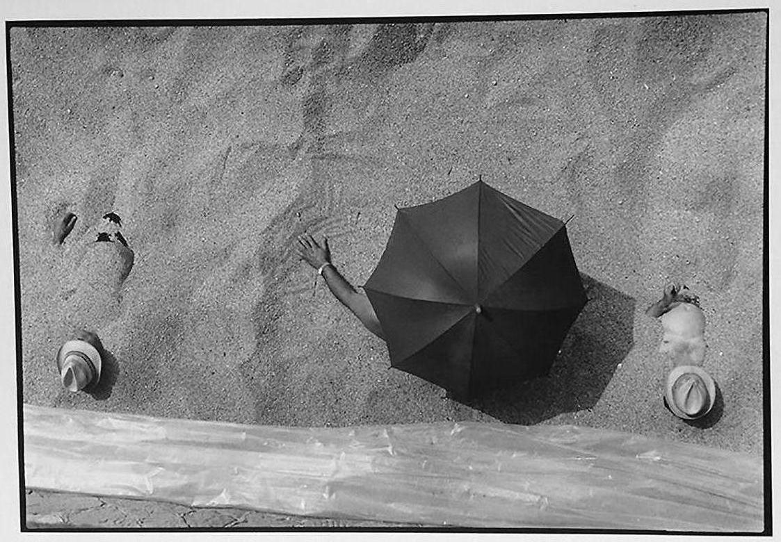 Leonard Freed Figurative Photograph - Beach, Italy, Black and White Photography 1980s Summer