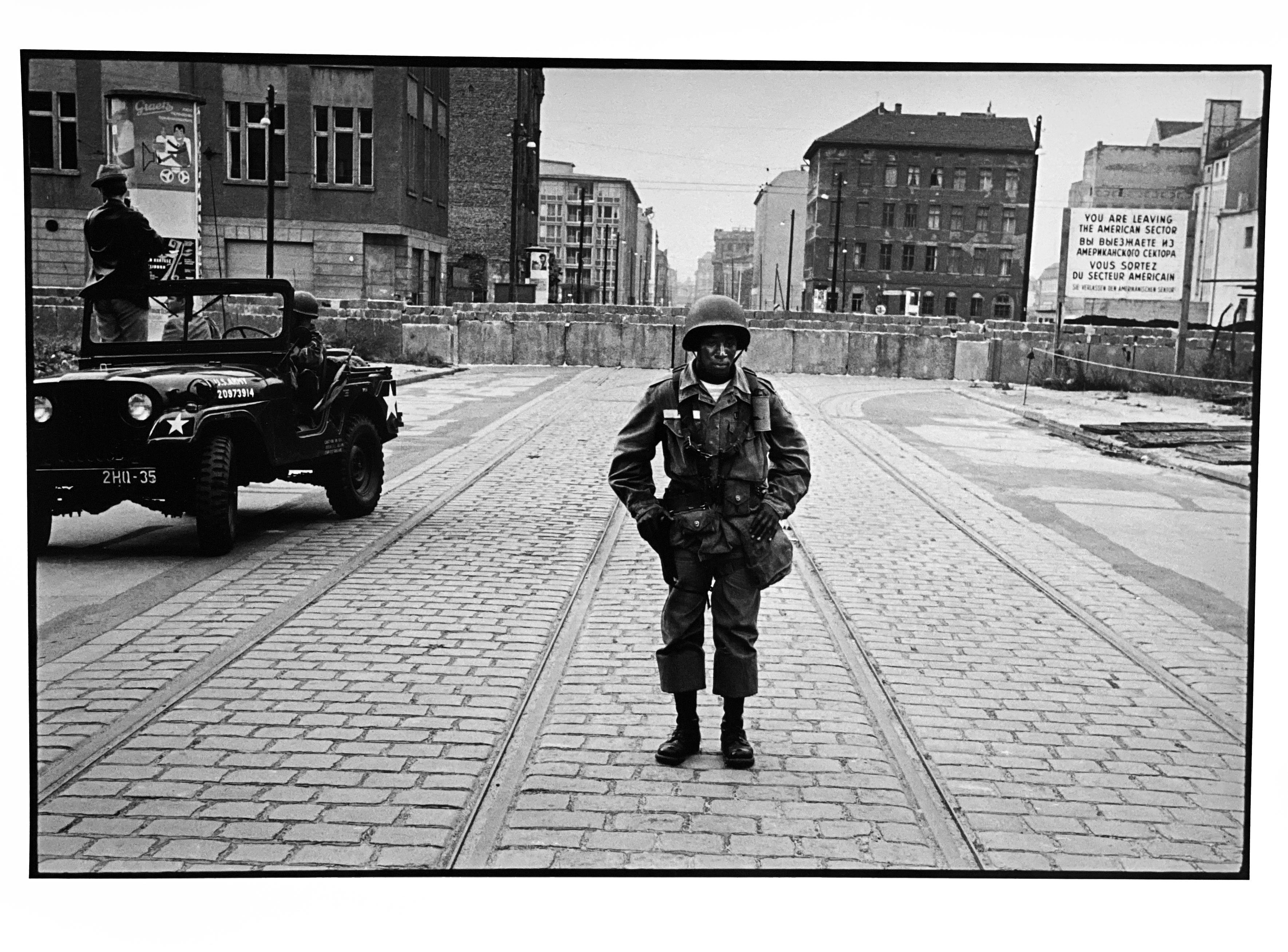 Leonard Freed Black and White Photograph - Berlin, Germany, African-American Soldier in Europe And Civil Rights Photography