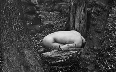 Nudo femminile, fotografia in bianco e nero di donna nella foresta, Kate #5