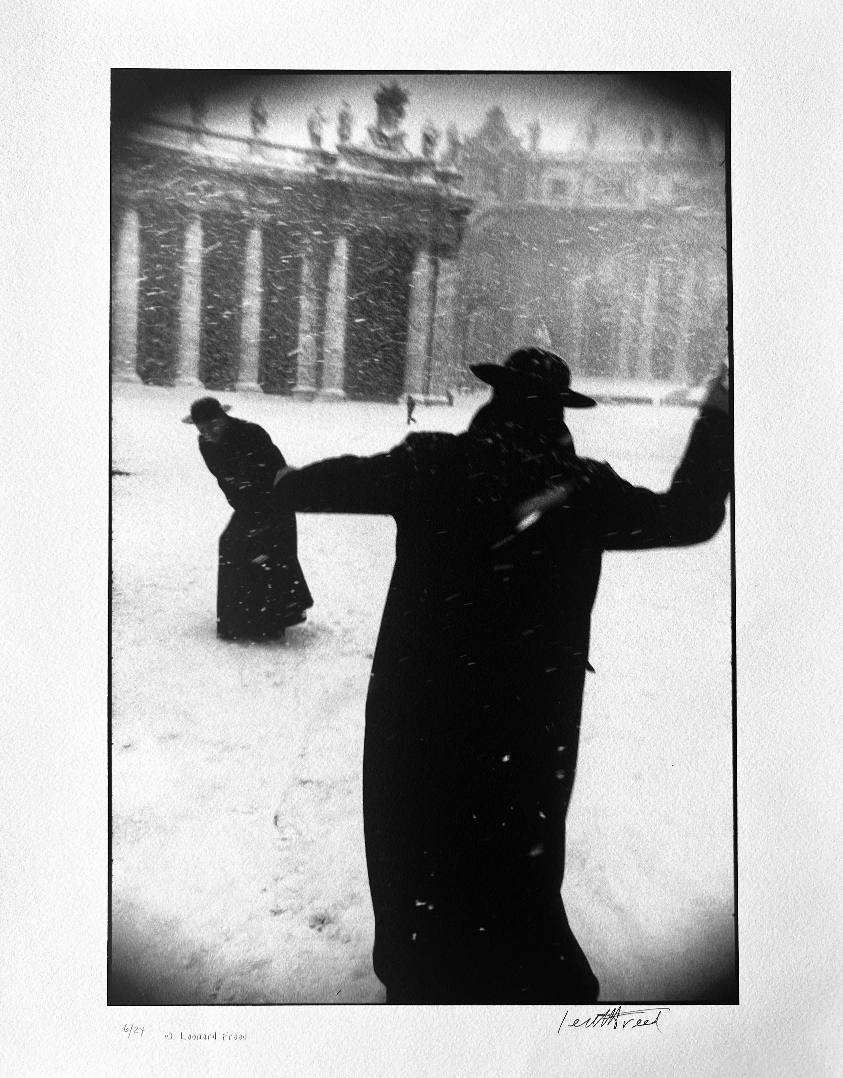 Leonard Freed Black and White Photograph - Rome, Italy, St. Peter's Square, Snow at the Vatican 1950s, Edition of 6