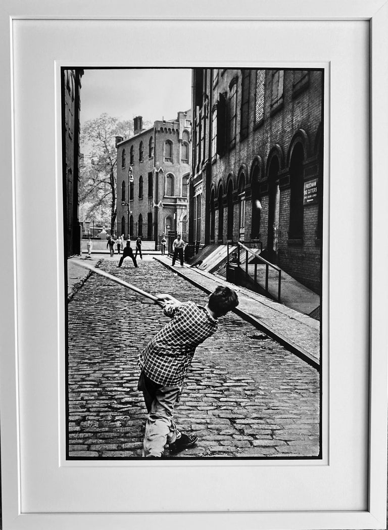 Stickball, Little Italy, NYC, Black and White Limited Edition Photograph - Gray Figurative Photograph by Leonard Freed