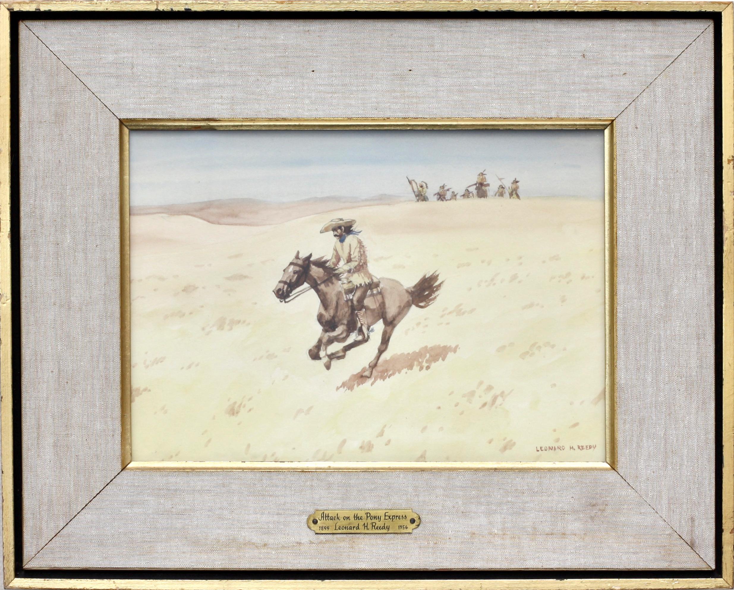 Leonard Howard Reedy Attack on the Pony Express In Good Condition For Sale In West Palm Beach, FL