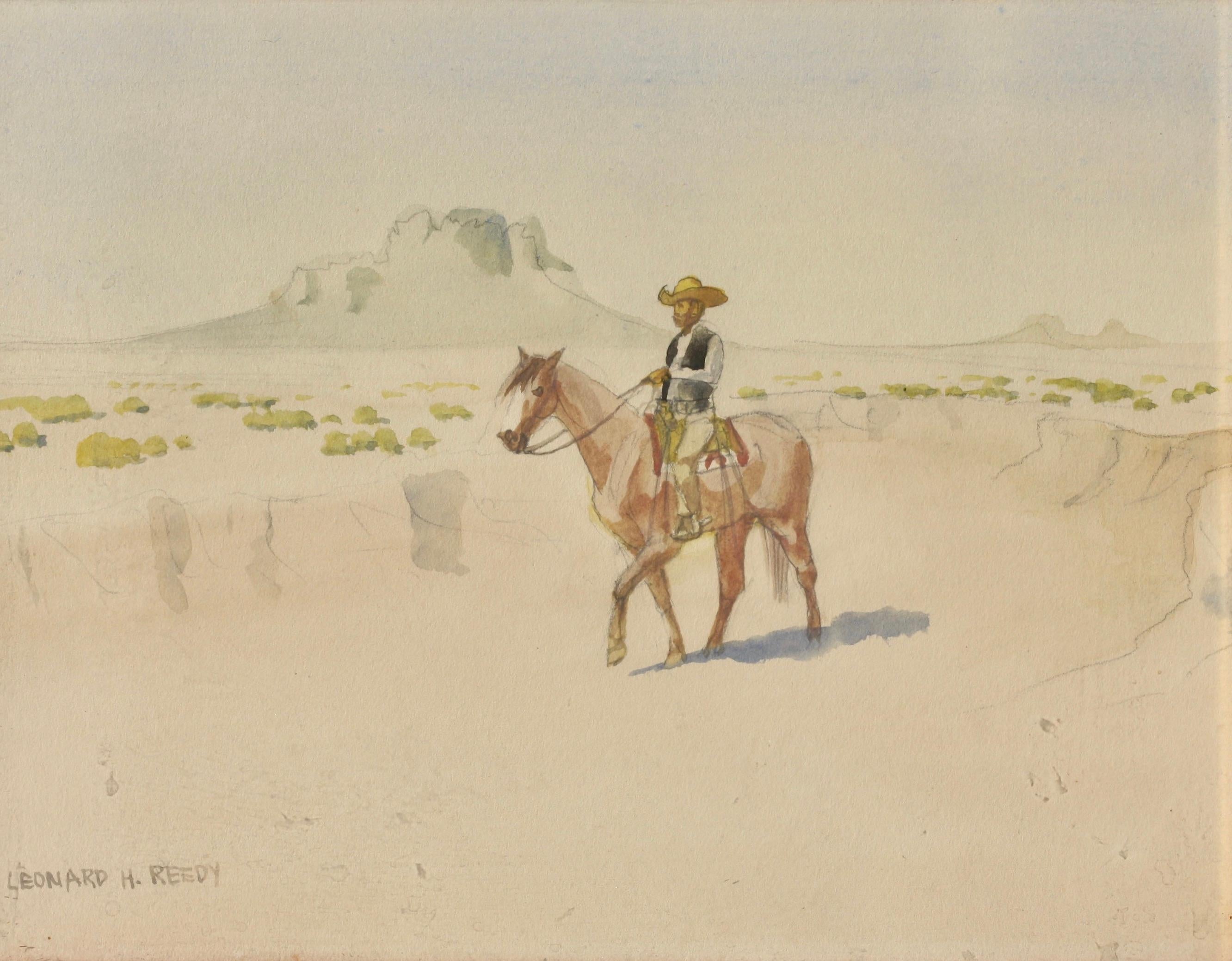 20th Century Leonard Howard Reedy in the Arroyo Drawing-Watercolor For Sale