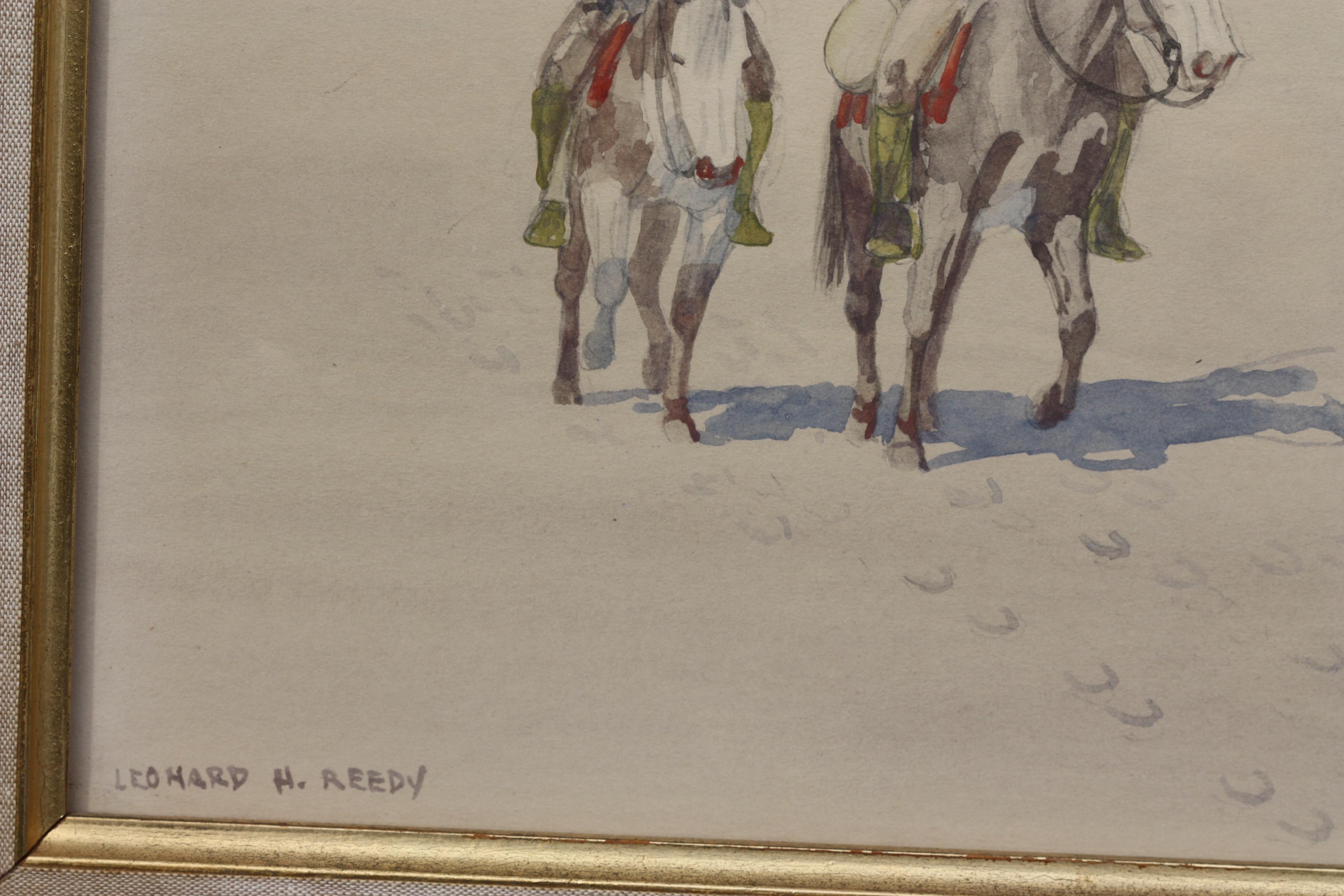 Leonard Howard Reedy Following Pony Tracks Drawing-Watercolor In Good Condition For Sale In West Palm Beach, FL