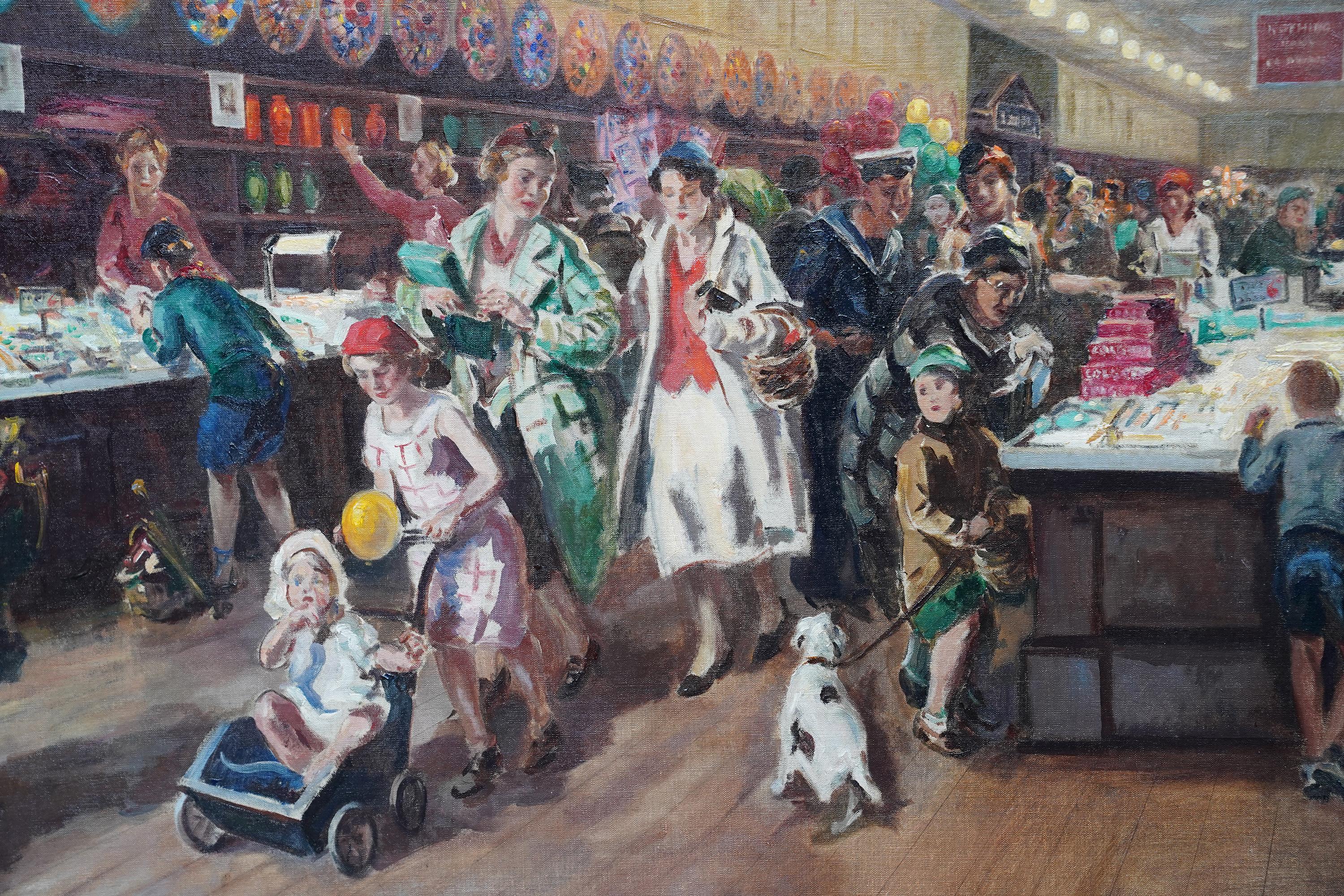 Woolworths, Sutton, London - British figurative shop interior art oil painting For Sale 7