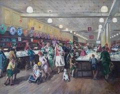 Woolworths, Sutton, London - British figurative shop interior art oil painting