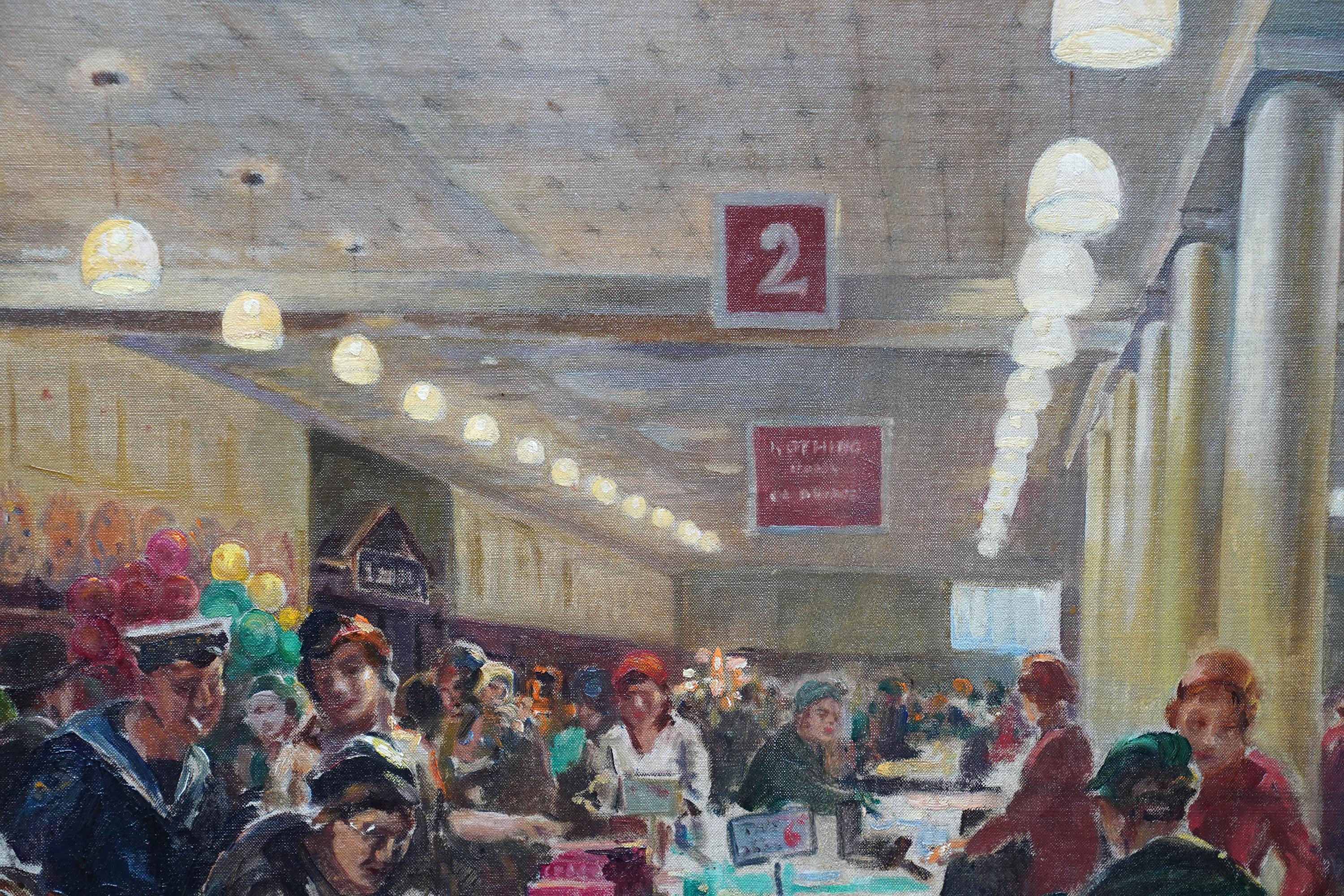 Woolworths, Sutton, London - British figurative shop interior art oil painting For Sale 1
