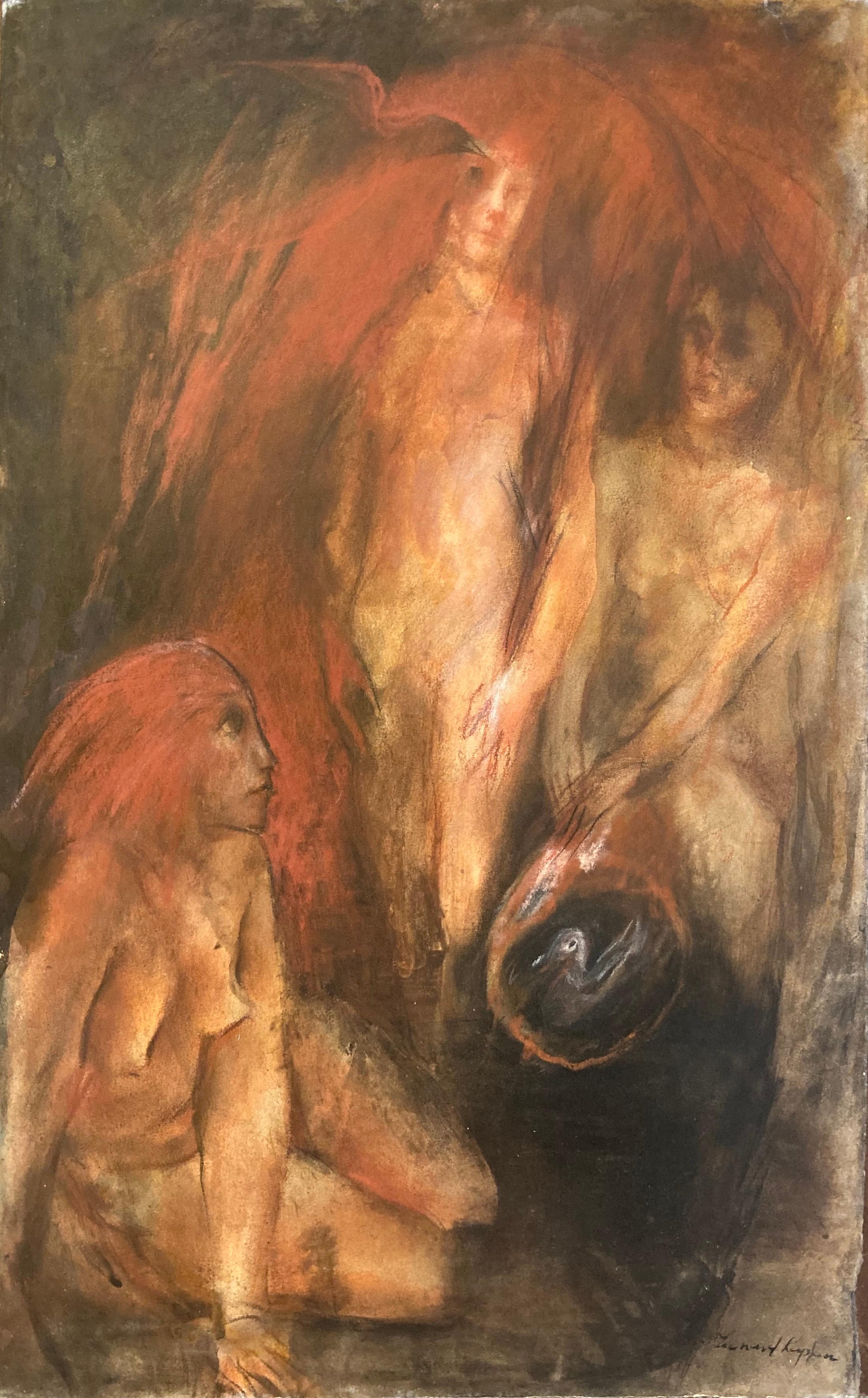« Figures nues surréalistes », par Leonard Kaplan, peinture, vers les années 1960
