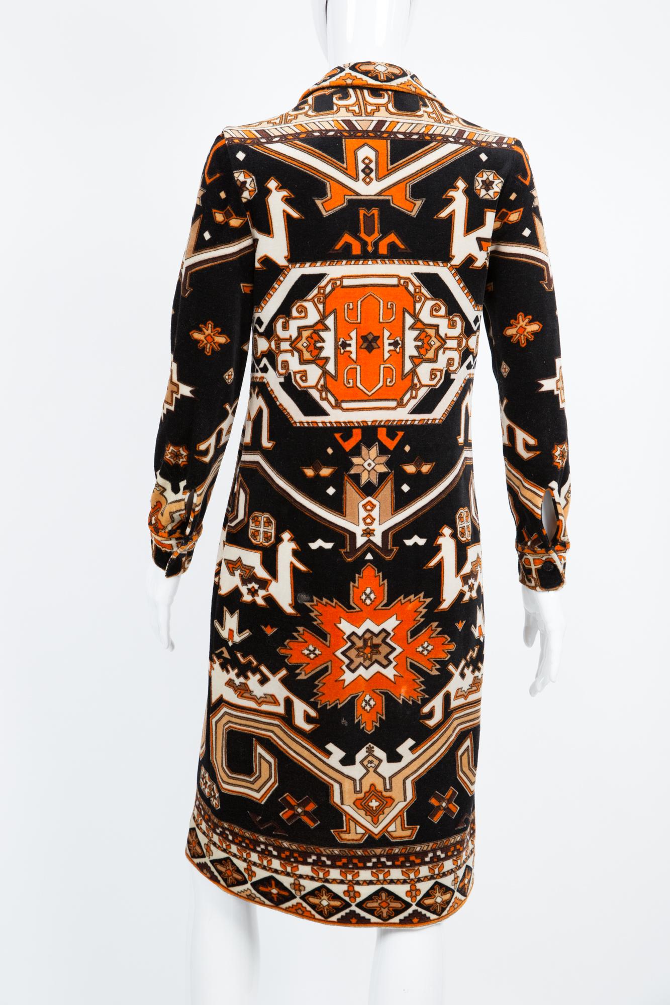 Black 1960s Leonard Kilim Velvet Dress  For Sale