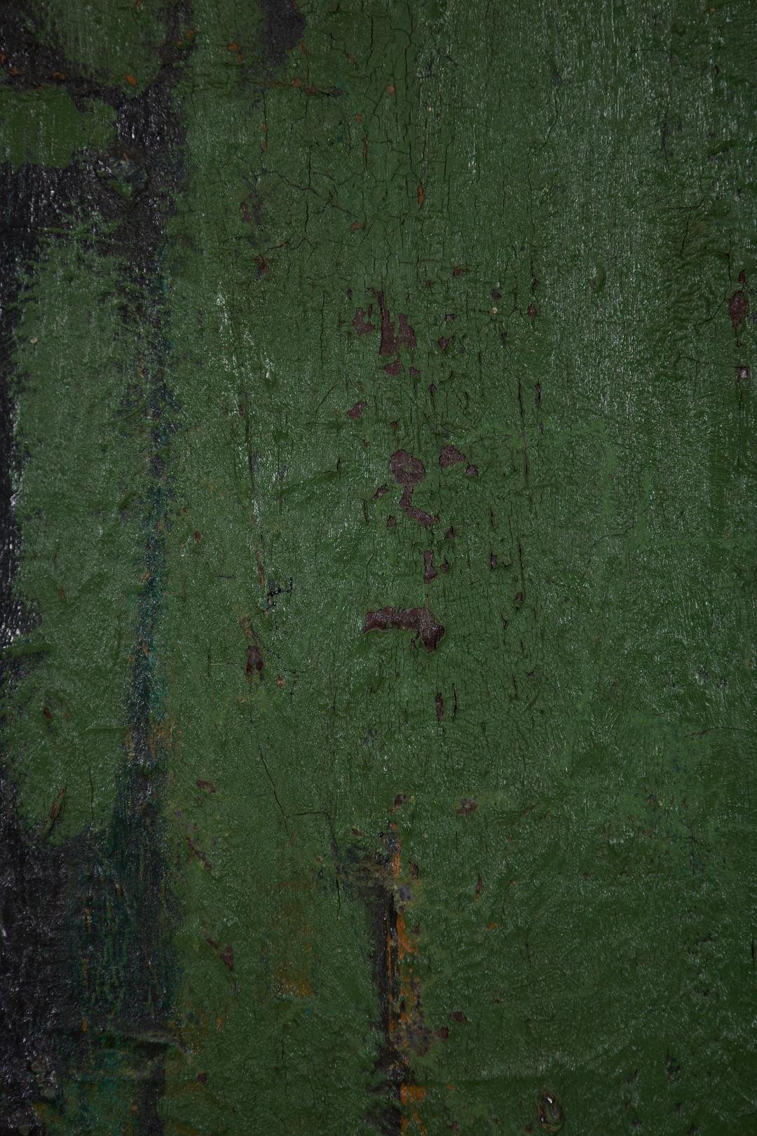 Großes abstraktes geometrisches Gemälde aus der Mitte des Jahrhunderts in Grün und Schwarz (Abstrakt), Painting, von Leonard Lieb