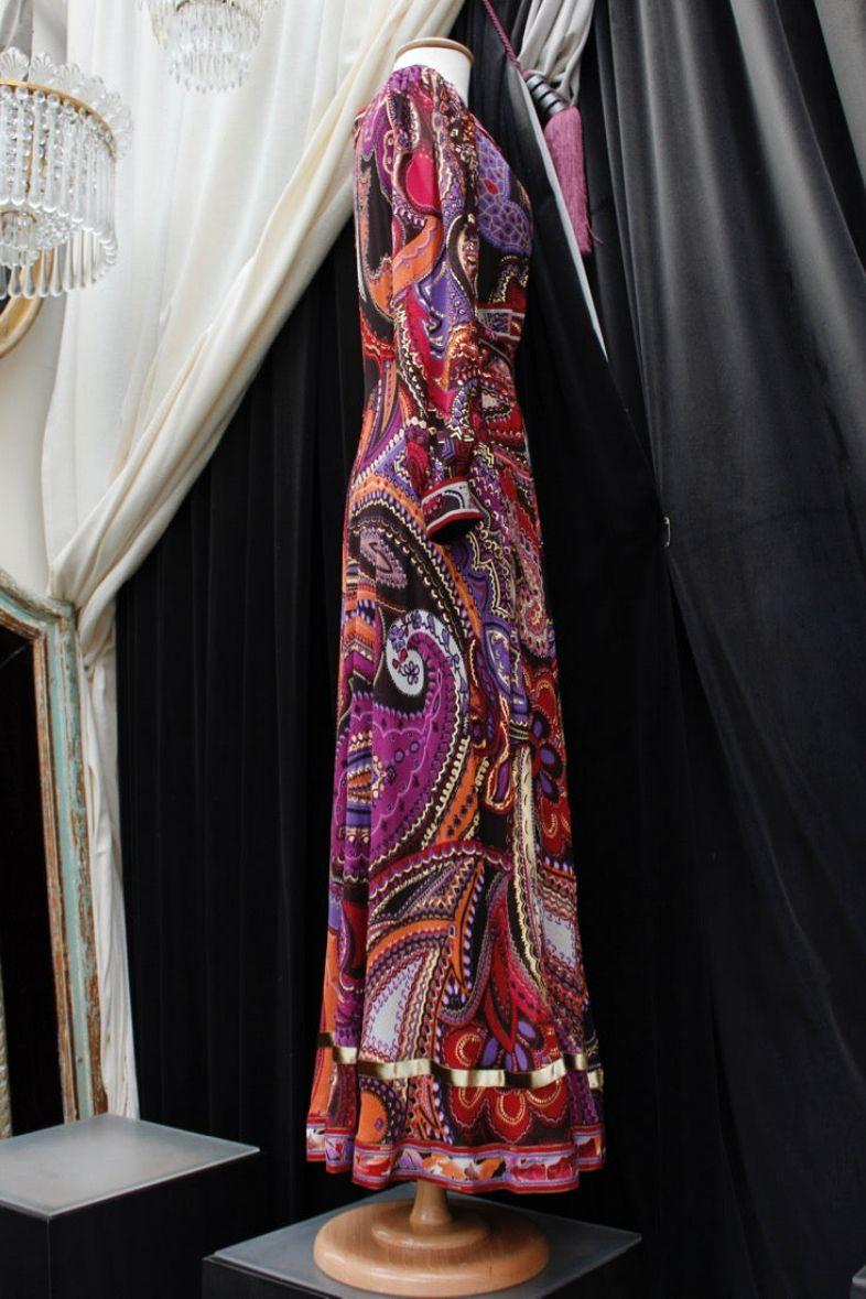 Women's Leonard Long Crepe Silk Dress, Size 40FR For Sale