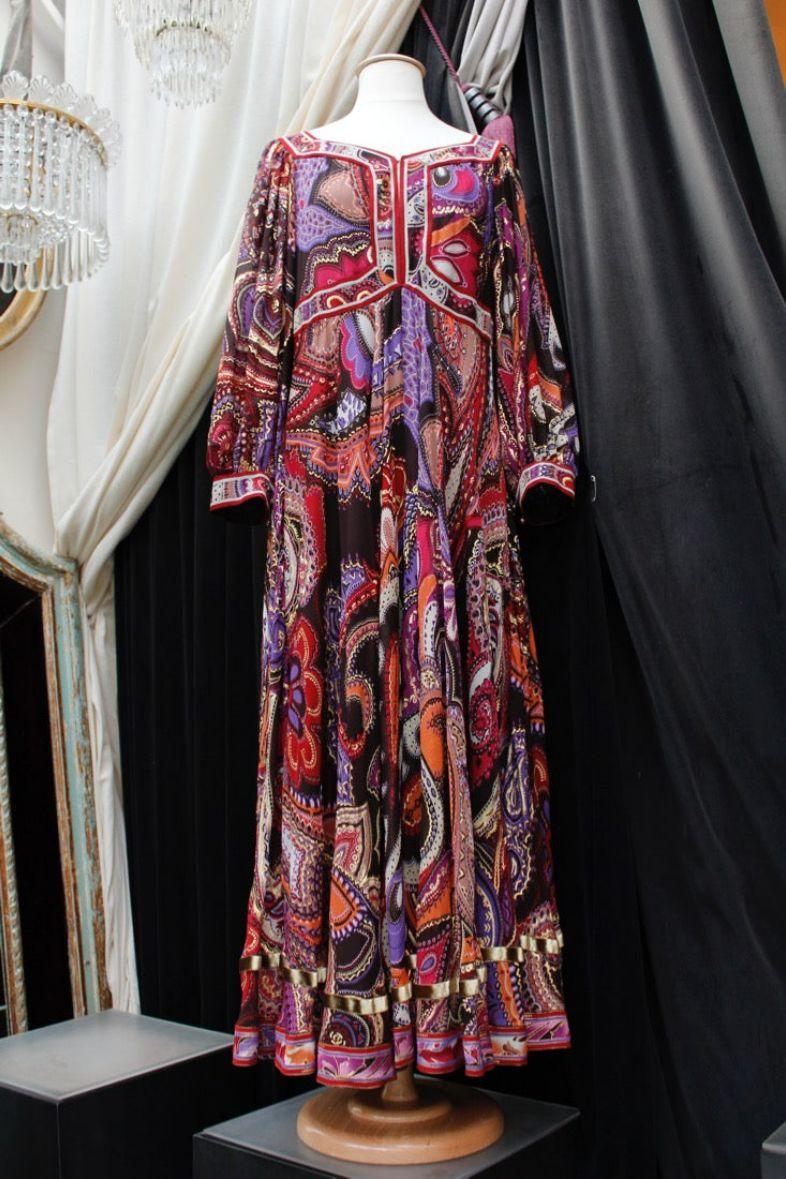 Leonard Long Crepe Silk Dress, Size 40FR For Sale 1