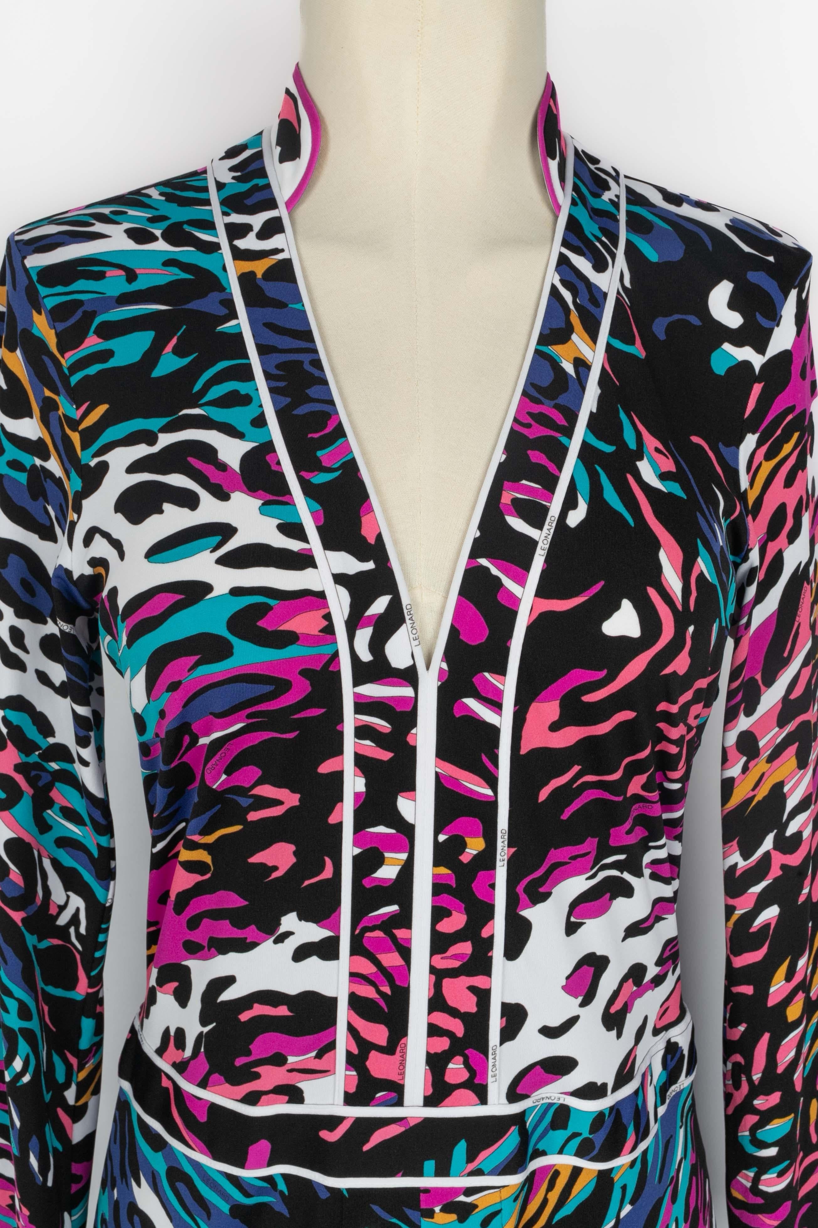 Black Leonard long dress animal print For Sale